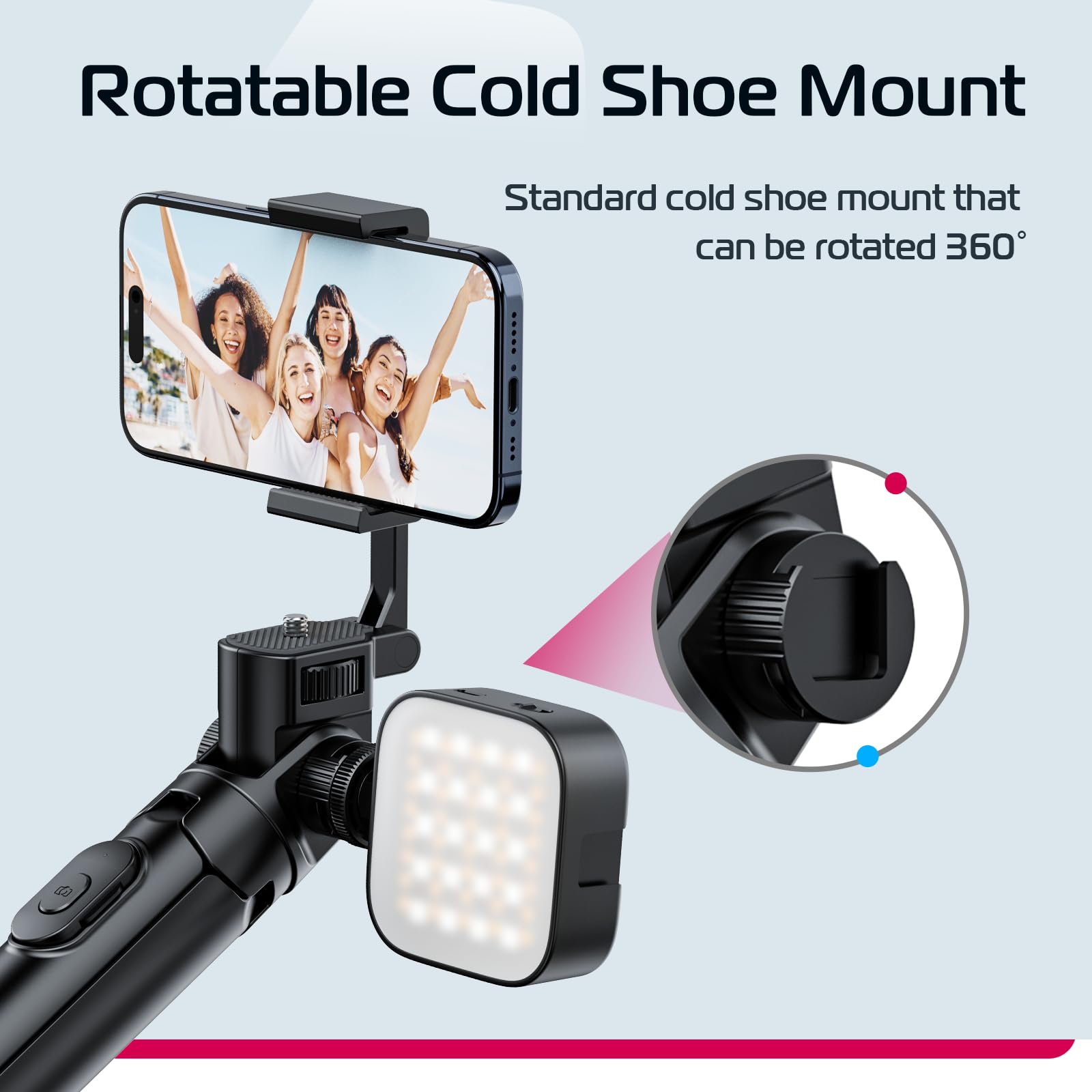 Ulanzi Mt-70 Extendable Phone Tripod, 63"" Selfie Stick Phone Vlog Tripod Stand With 2 Phone Clip, 360° Rotate Dual Camera Tripod For Iphone Sony Canon Gopro, Lightweight For Travel, Black