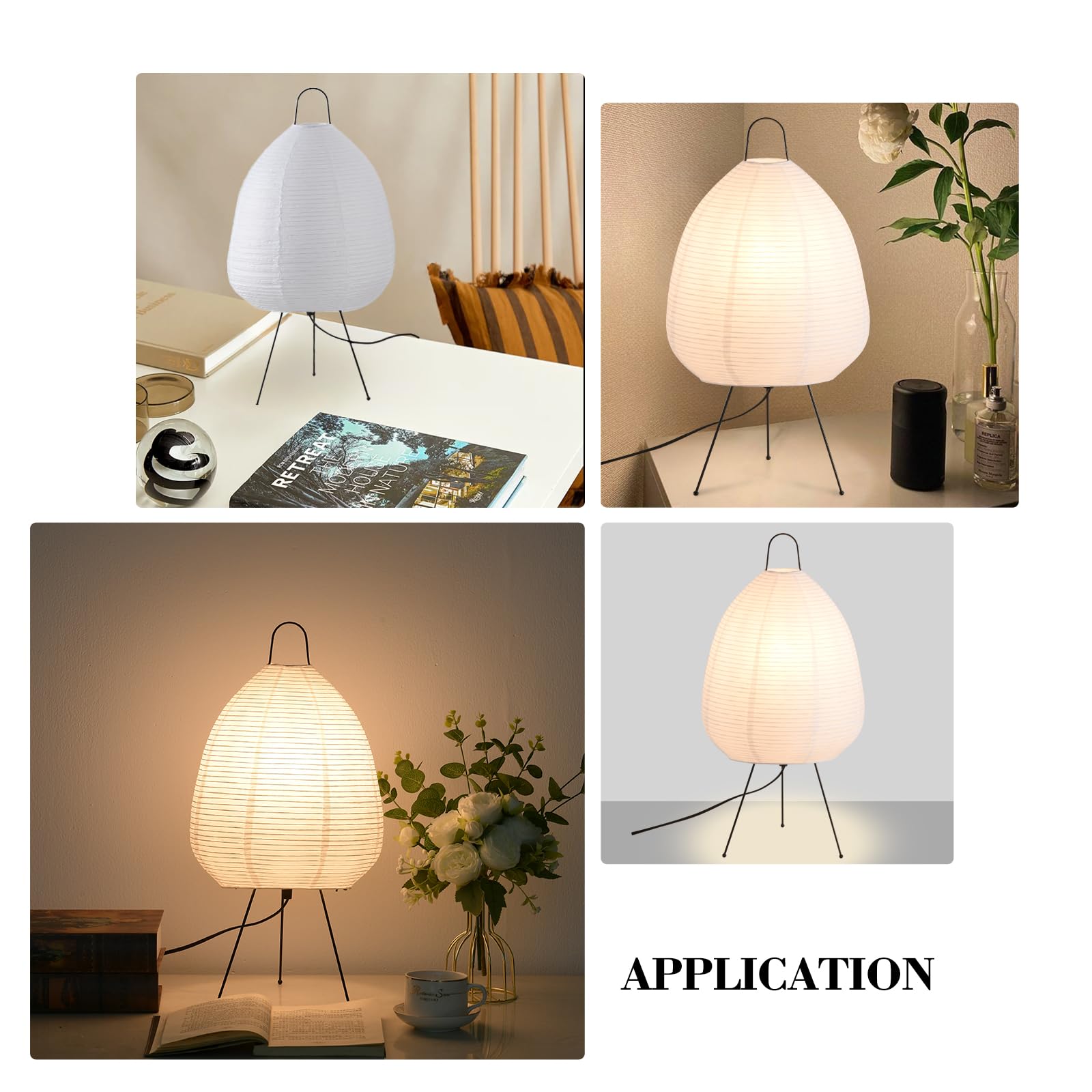 Teru Ji Kaikang 10.23" Desk Light Rice Paper Table Lantern,Nordic Design Rice Paper Floor Lamp,Of Mini Malist Bedside Living Room Table Lamps