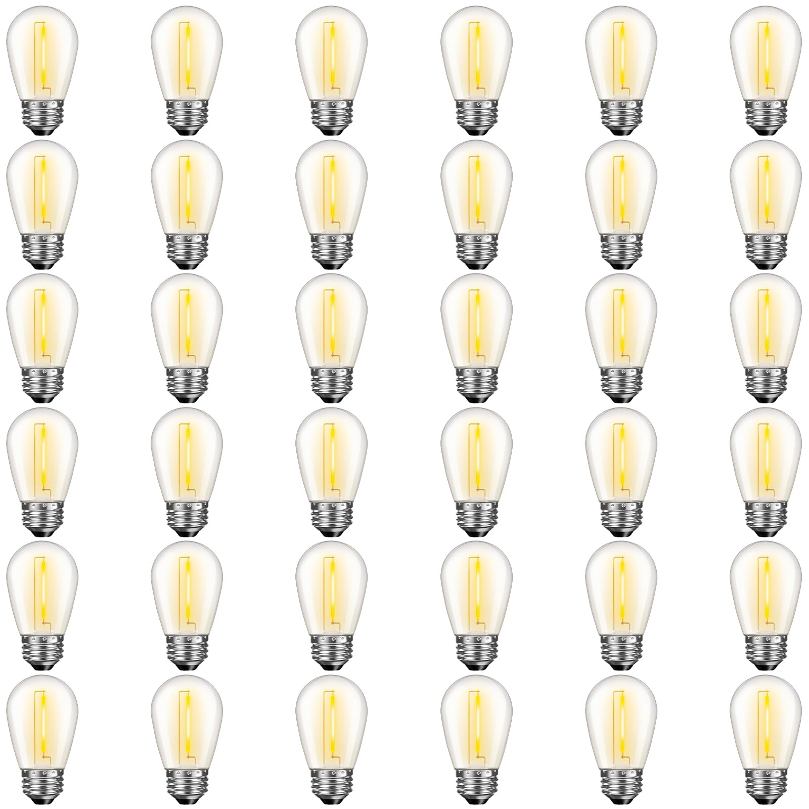 Gvvoohome 36 Pack S14 Led Bulbs For Outdoor String Lights, Shatterproof Replacement Edison Bulbs For Patio String Lights Outdoor Waterproof, Warm White 2200K, Dimmable, E26 Standard Base