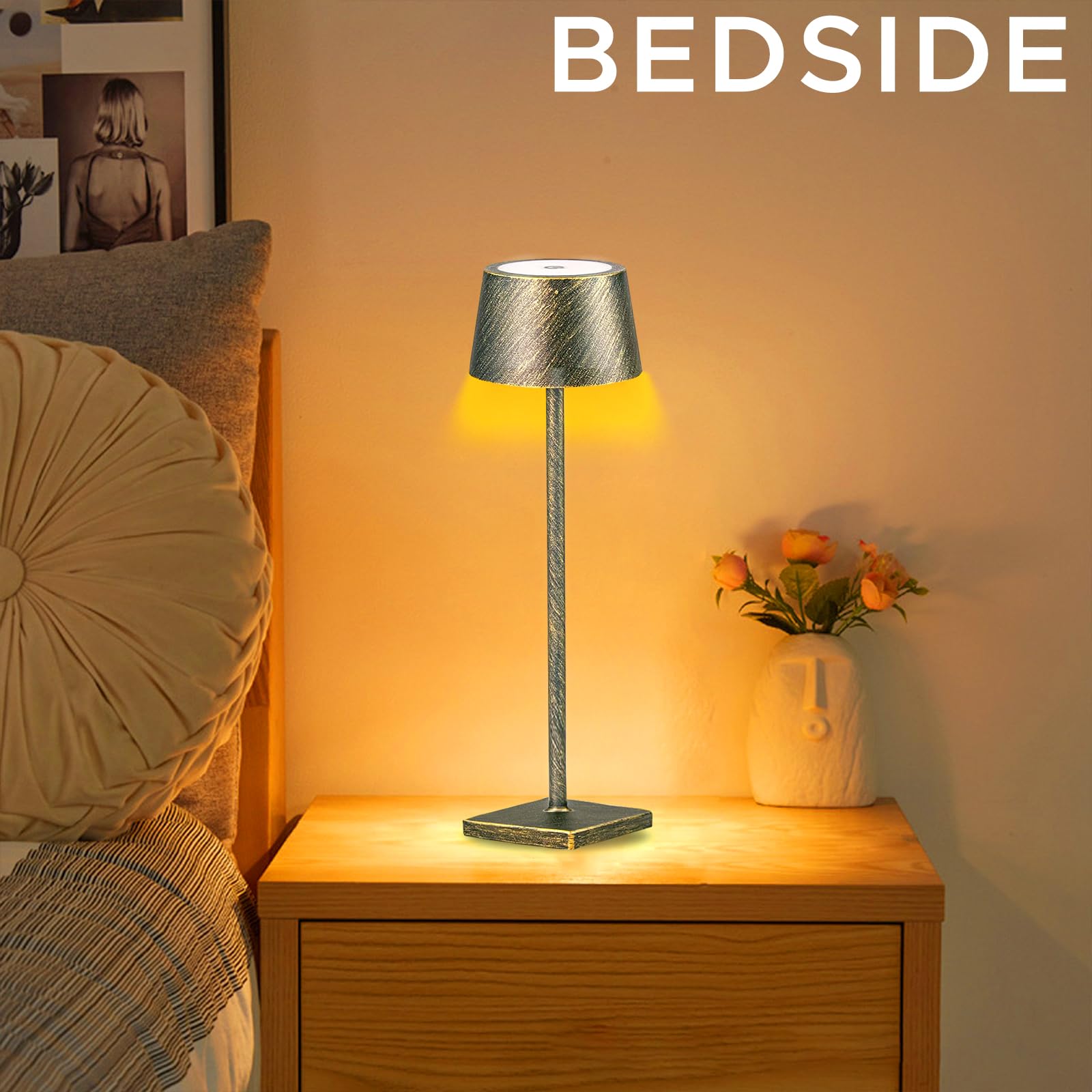 Hiair Table Lamp -5000Mah Rechargeable Desk Lamp For Office, Dormitory, Cafe, Camping And Power Outage | Perfect For Reading And Decorative Light (Bronze)