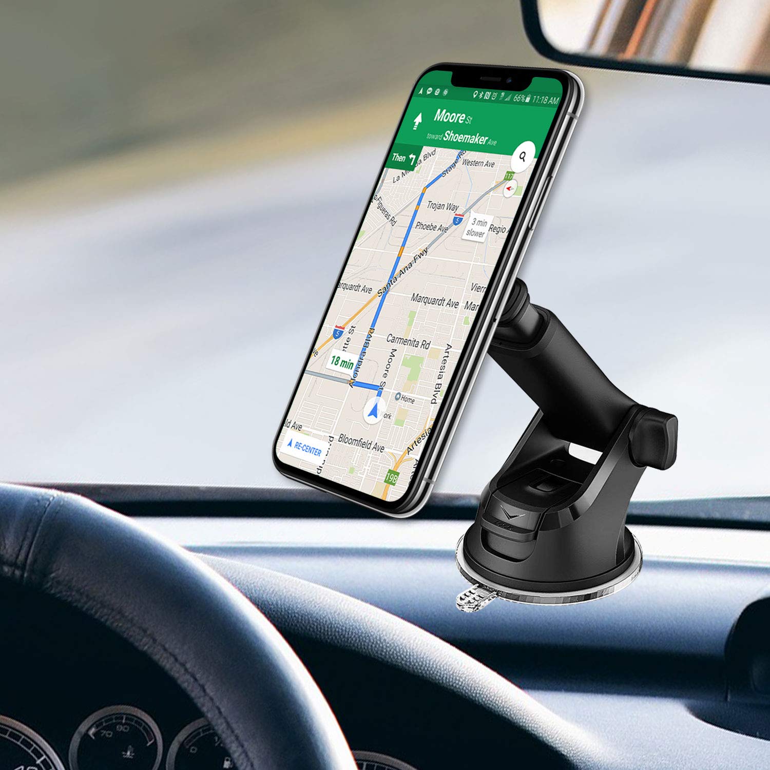 Ruix Cellet Car Phone Mount, Dashboard & Windshield Magnetic Mount Phone Holder Adjustable Long-Arm Universal Compatible With Samsung Note 20 10 9 8 5 Galaxy S21 S20 S10 S9 A71 A52 A51 A50 A42