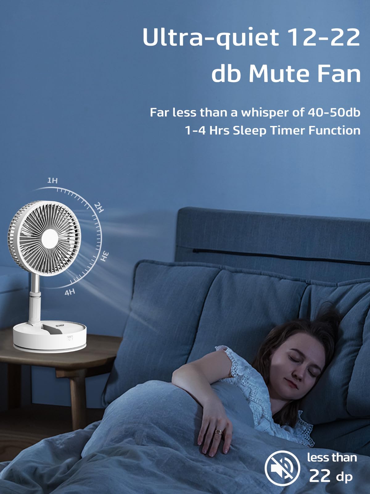 Un Unitedtime Oscillating Fan With Remote Control, 7200Mah Rechargeable Battery Operated Travel