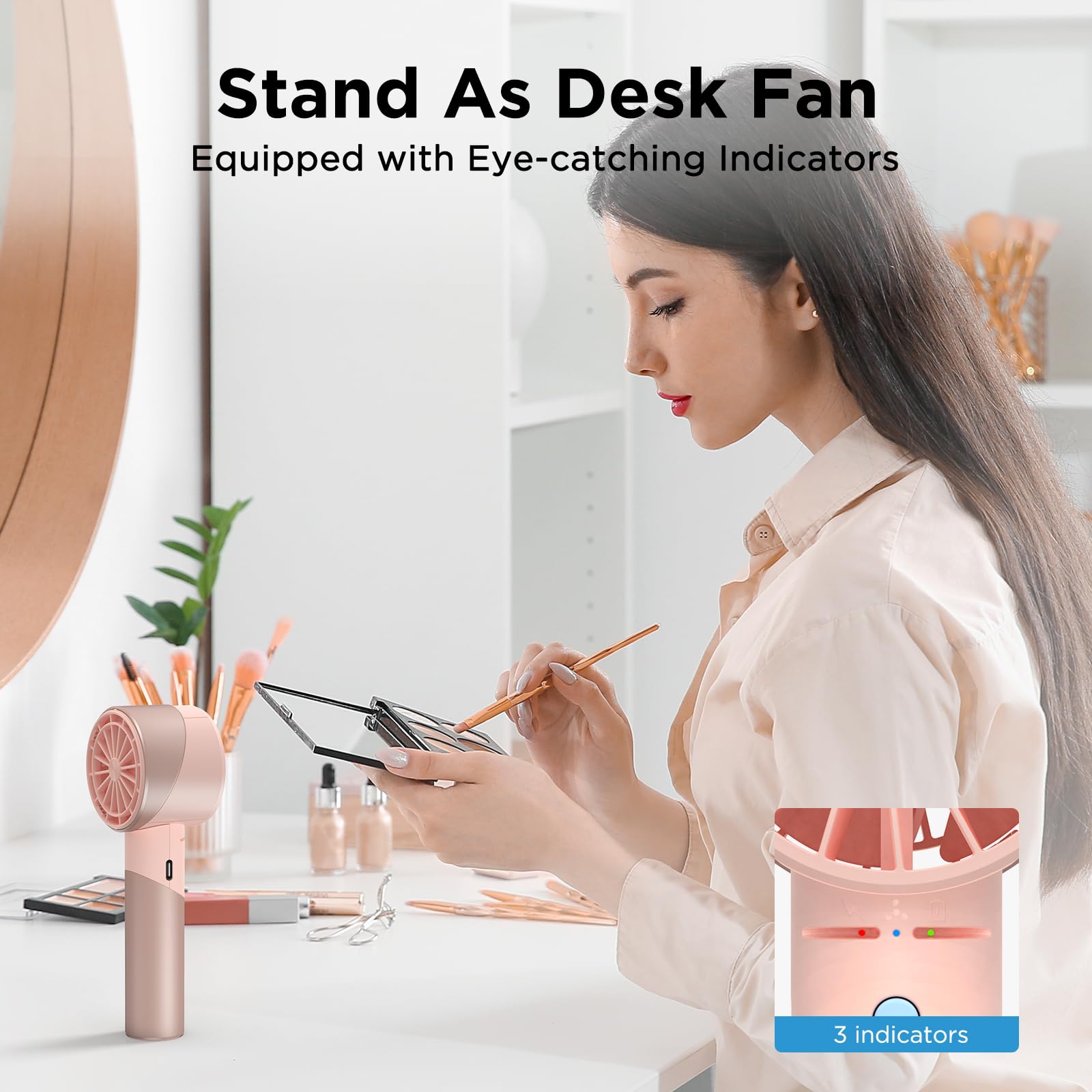 Amacool handheld turbo fan with 4 speed settings, metal body, and 17 hours of runtime for personal cooling