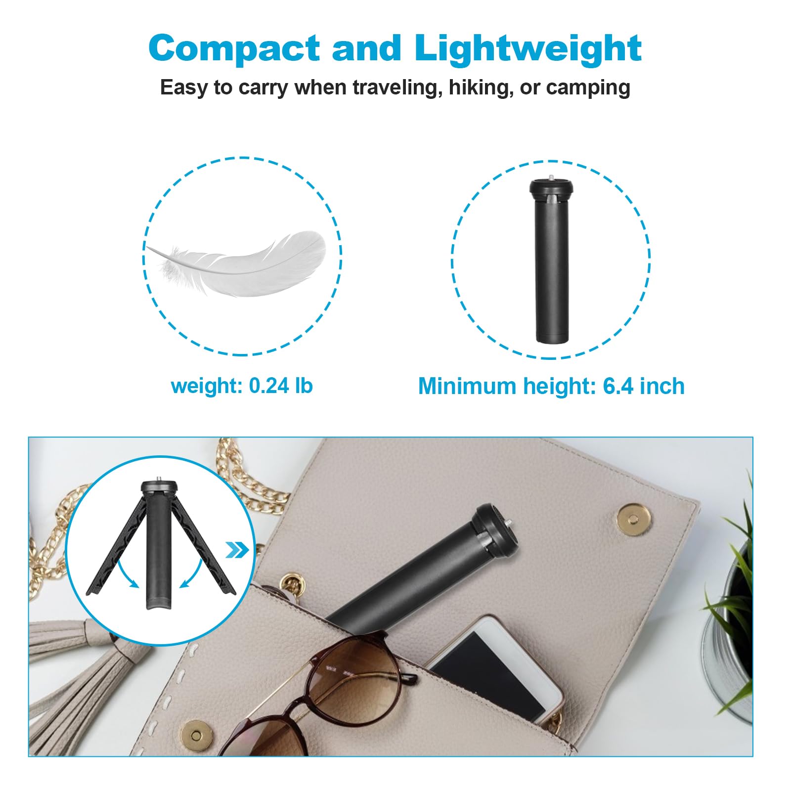 Nexigo Lightweight Mini Tripod For Camera/Phone/Webcam, Extendable Stand, For Logitech Webcam C920 C922 C925E C922X C930E C930 C615 Brio And Other Devices With 1/4" Thread