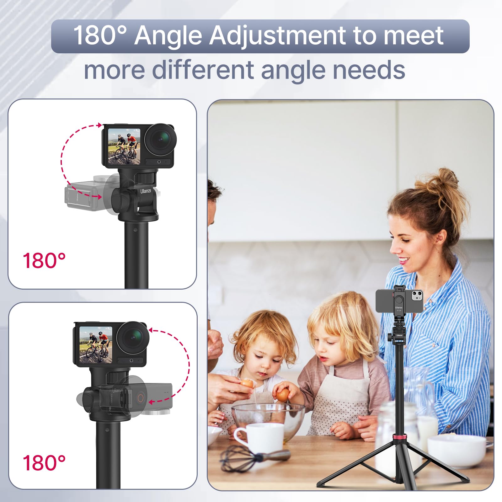 Ulanzi Mt-79 Extendable Tripod Aluminum, 81" Portable Adjustable Light Stand With 1/4" Screw, 360° Ball Head Camera Phone Tripod For Camera Video Light Smartphone, Lightweight For Travel