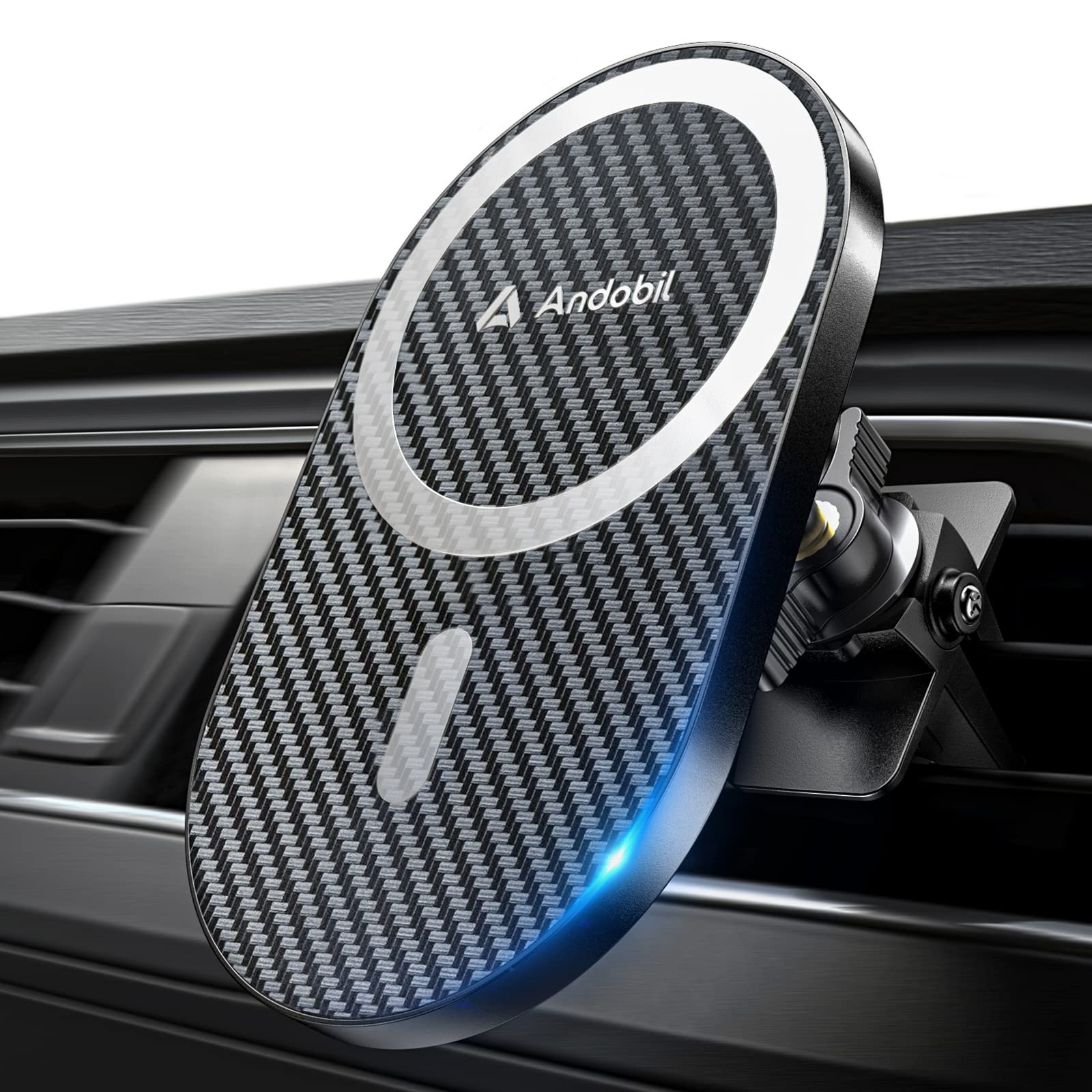 Andobil  For Magsafe Car Mount Pro [Strongest Magnet, Big Phone Friendly] 360° Rotation Magnetic Phone Holder For Car Vent Suitable For Iphone 16/15/14 Pro Max Samsung S25/S24 (Carbon Fiber)