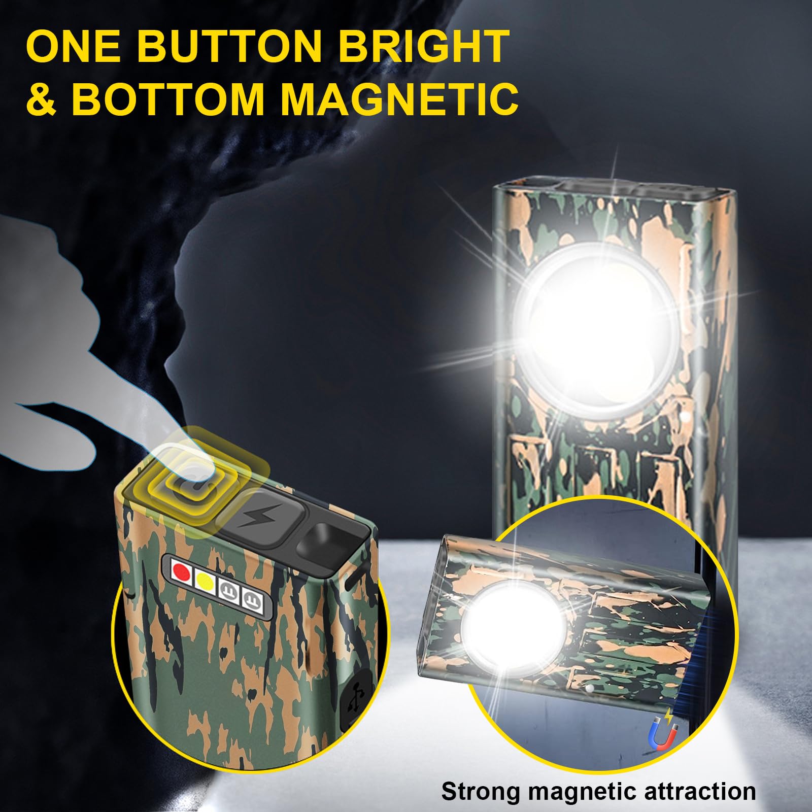 Avnicud Led Mini Flashlights, 1100 Lumens Small Flashlight With 4 Side Led & Keychain, 5 Modes Rechargable Handheld Pocket Torch With High Lumens For Camping, Outdoor-(Colourful)