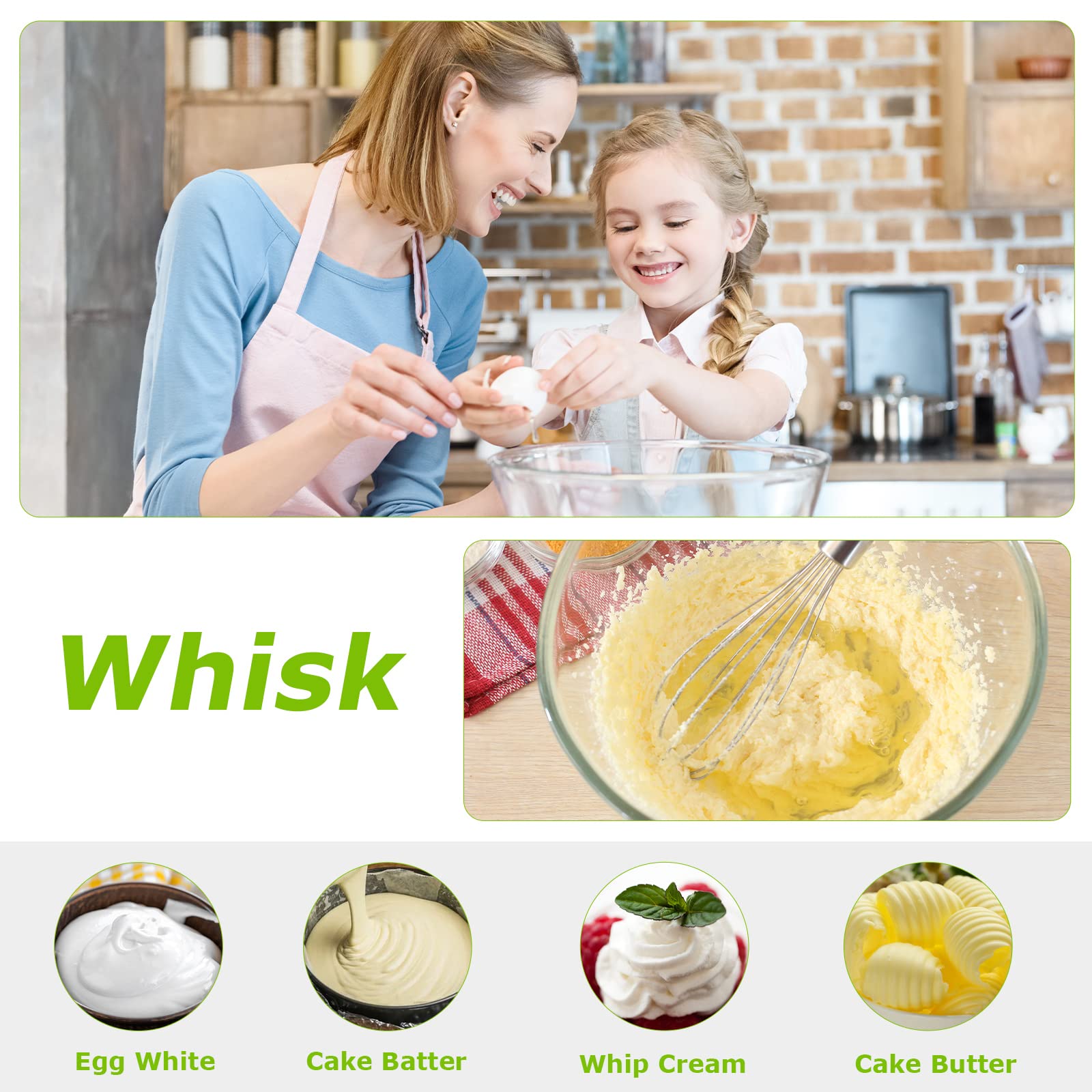 Bonsenkitchen 20-Speed Immersion Hand Blender With Whisk For Smoothies Puree Baby Food, And Milk Frother Handheld For Coffee-Bundle