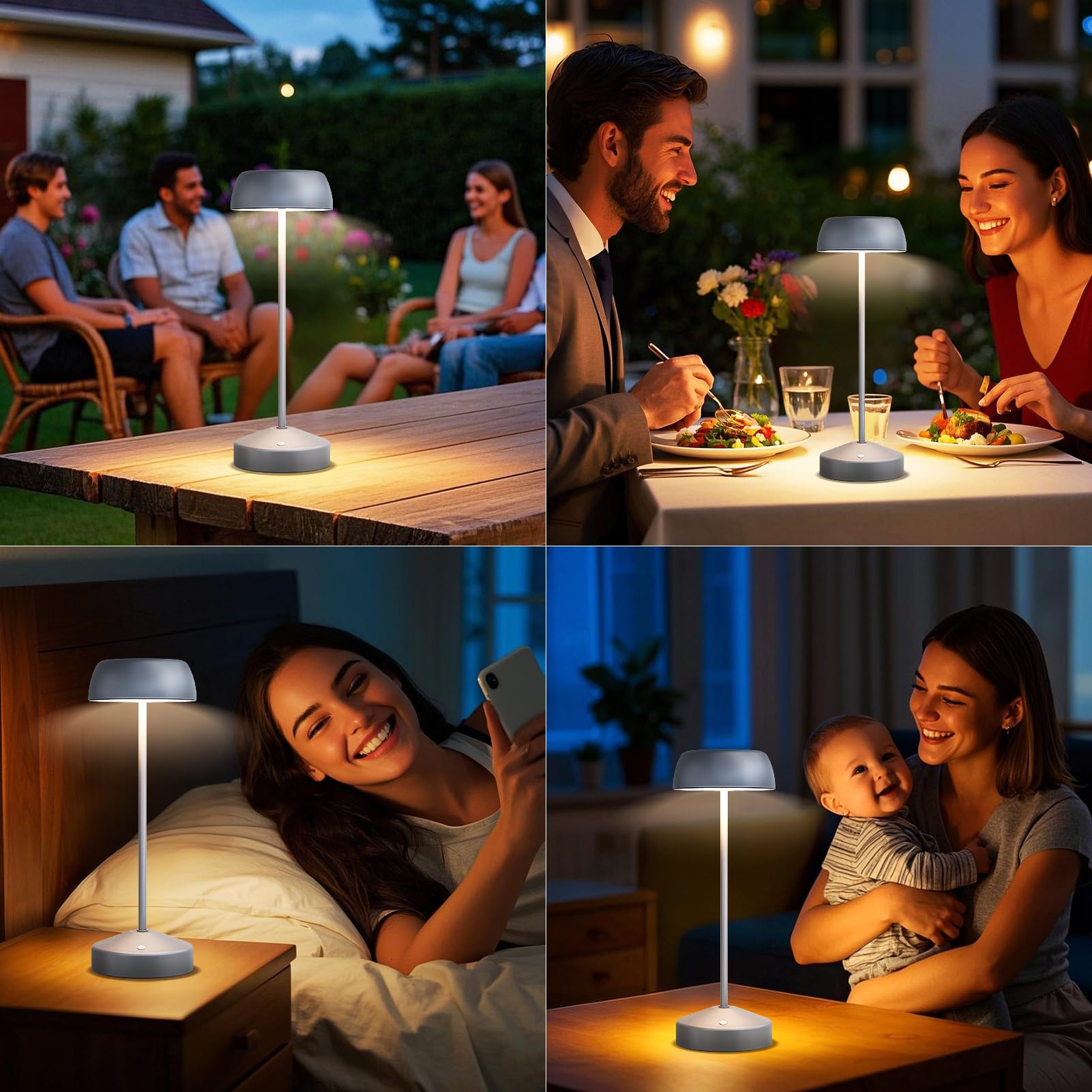 Fuyo Rechargeable Table Lamp With Wireless Charging Base, 4000Mah 8H Ip44 Cordless Dimmable Led Desk Light, Touch Control Indoor/Outdoor Lighting For Camping, Patio, Bedroom, Easter Decor