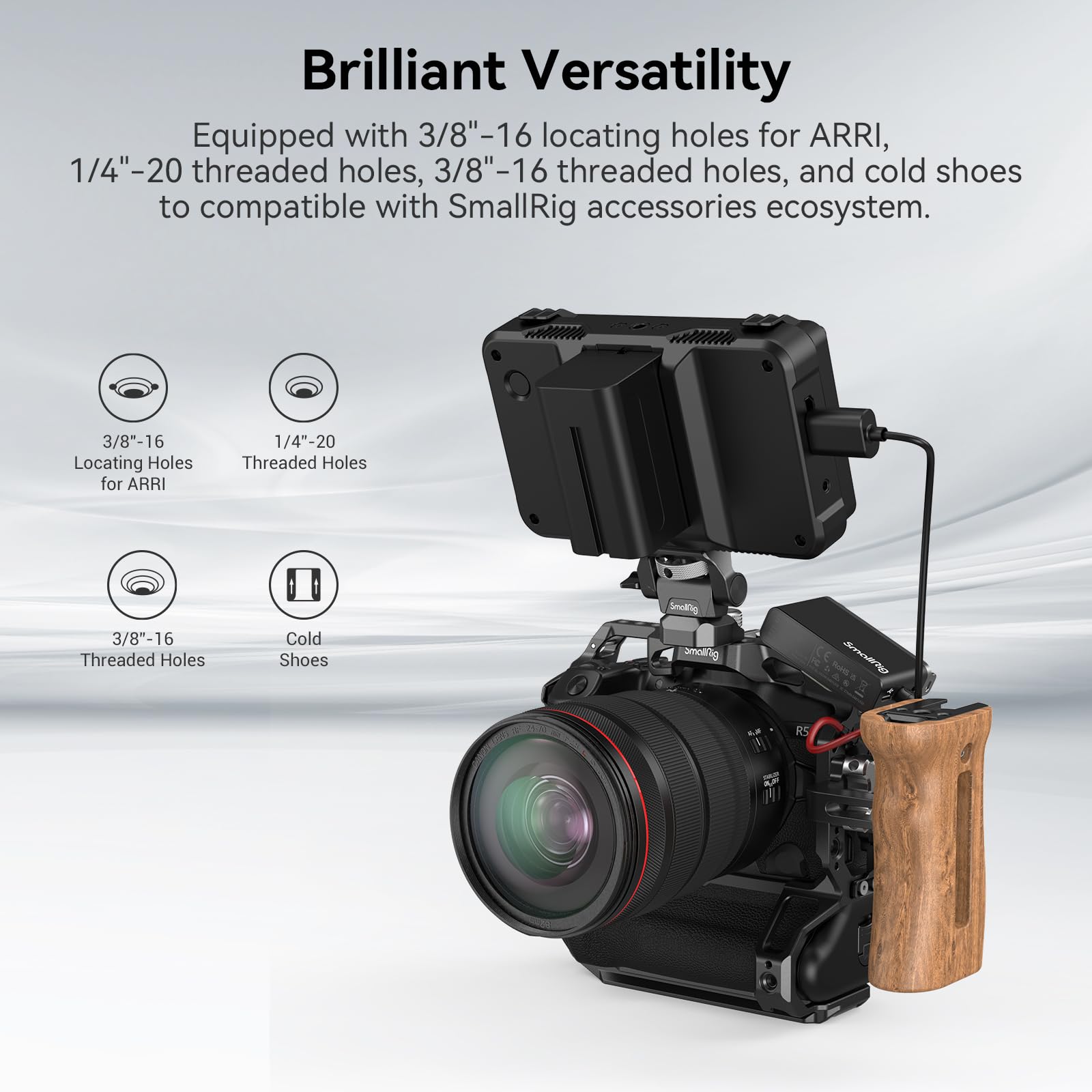 Smallrig R5 / R6 Camera Cage For Canon R5 / R6 With Bg-R10 Battery Grip, Aluminum Alloy Film Movie Making Camera Video Cage With Shoe Mount 3464B