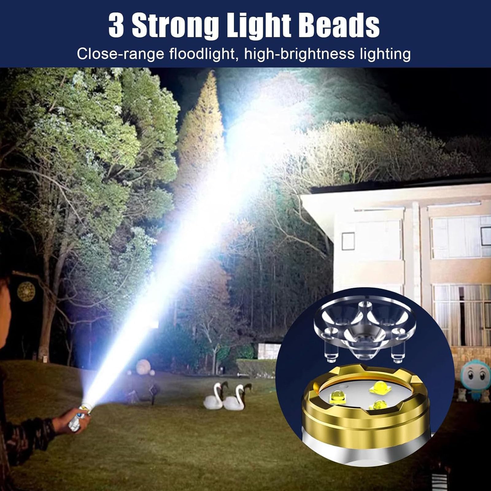 Eisnzlan 2Pcs German Three-Eyed Monster Mini Flash Super Power Flashlight, 3 Eyed Monster Flashlight,Thumb Flashlight Mini Flashlights, Pocket Flashlight, Portable Mini Torch, Led Flashlight（Black+Silver）