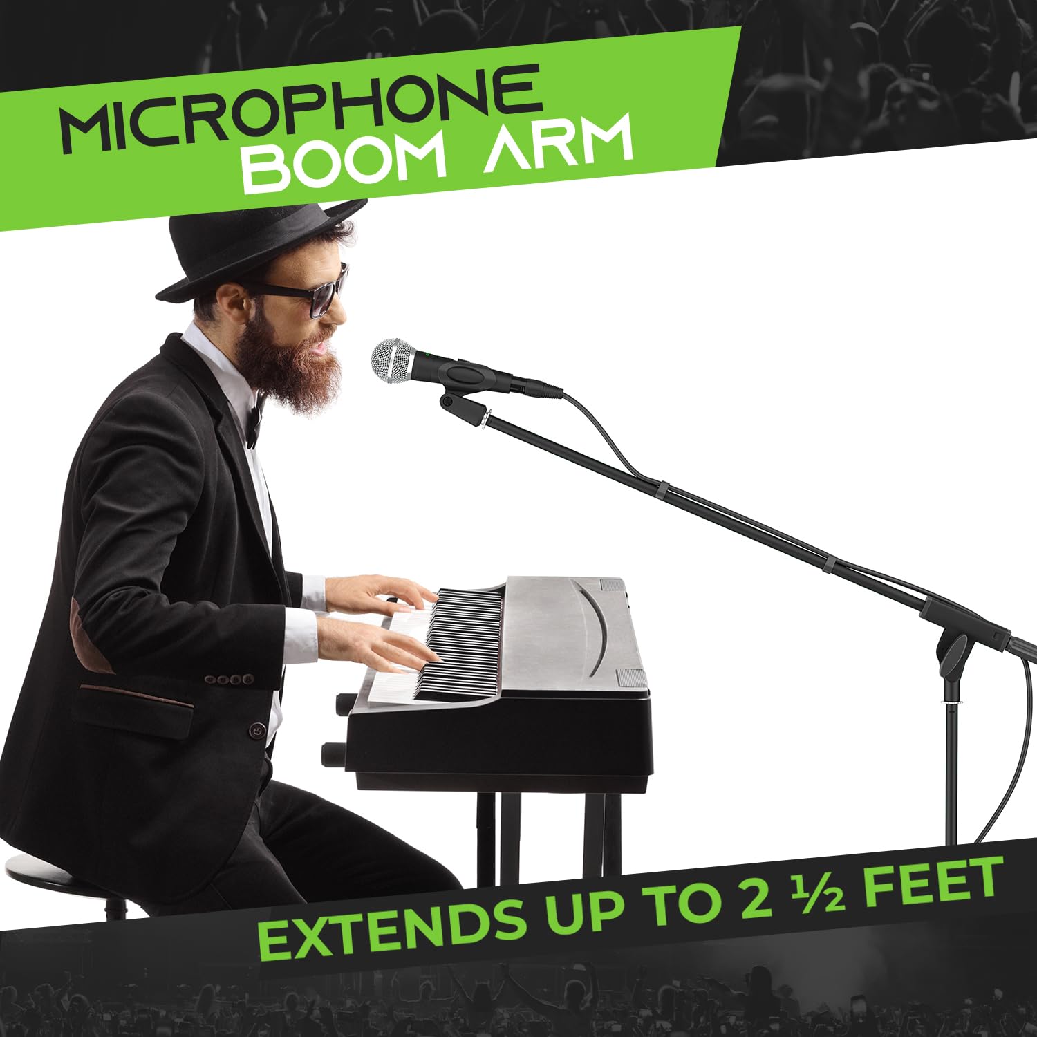 Gearit Microphone Boom Stand Boom Arm Extends Mic 2.5 Feet Heavy-Duty Steel Tripod And Joints Cable Management Clips Included