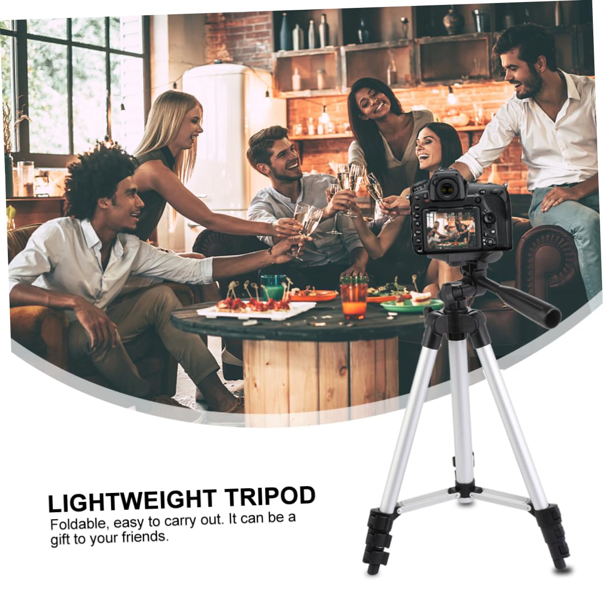 Solustre Telescopic Tripod Phone Mount Abs Material Process 4 Sections For Height Adjustment