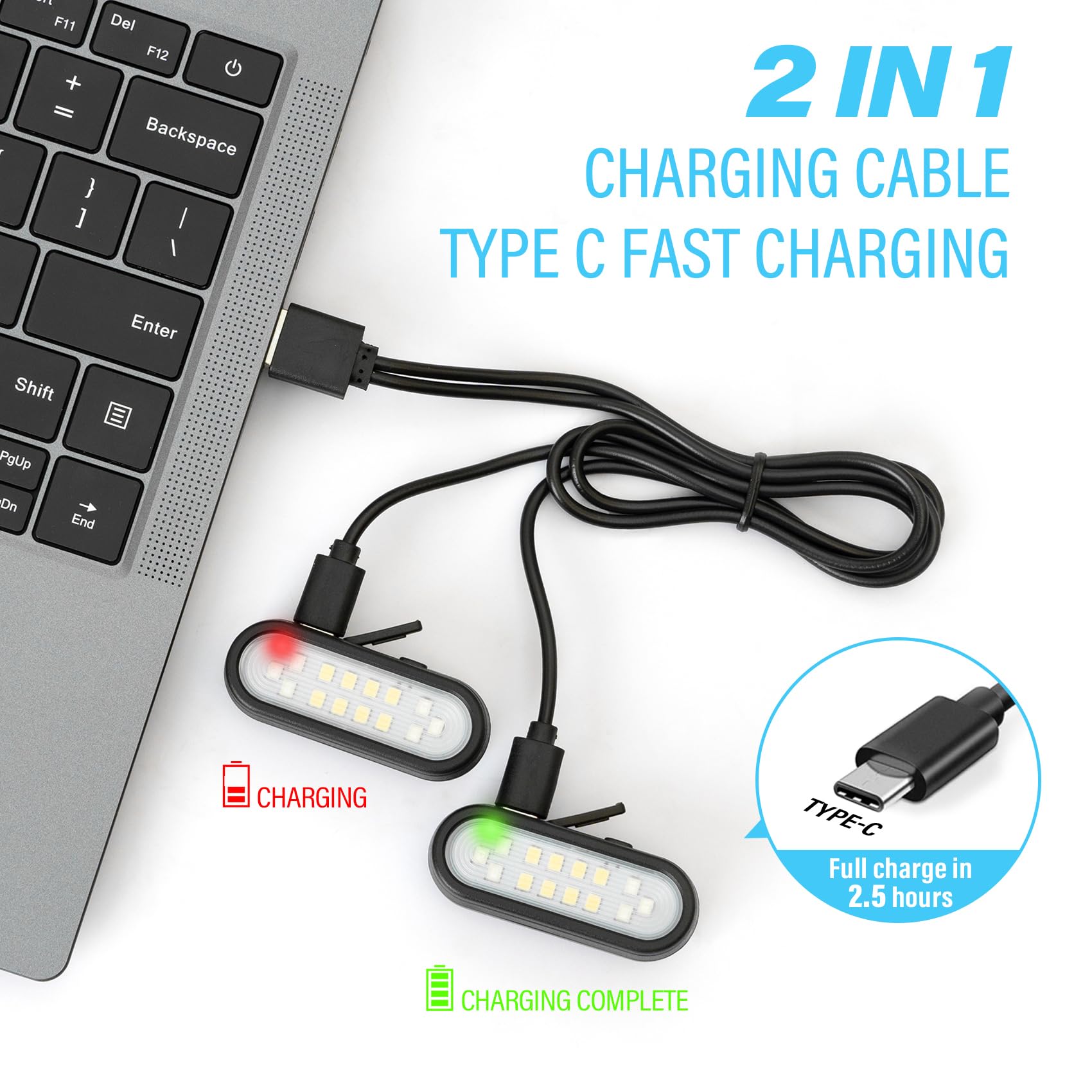 Yaklim Running Light, 2 Pack Clip On Flashlight For Runners Rechargeable Safety Lights For Walking At Night Hands  Emergency Led Flashlight Work Light Warning Flashing Camping Hiking Walking Dog