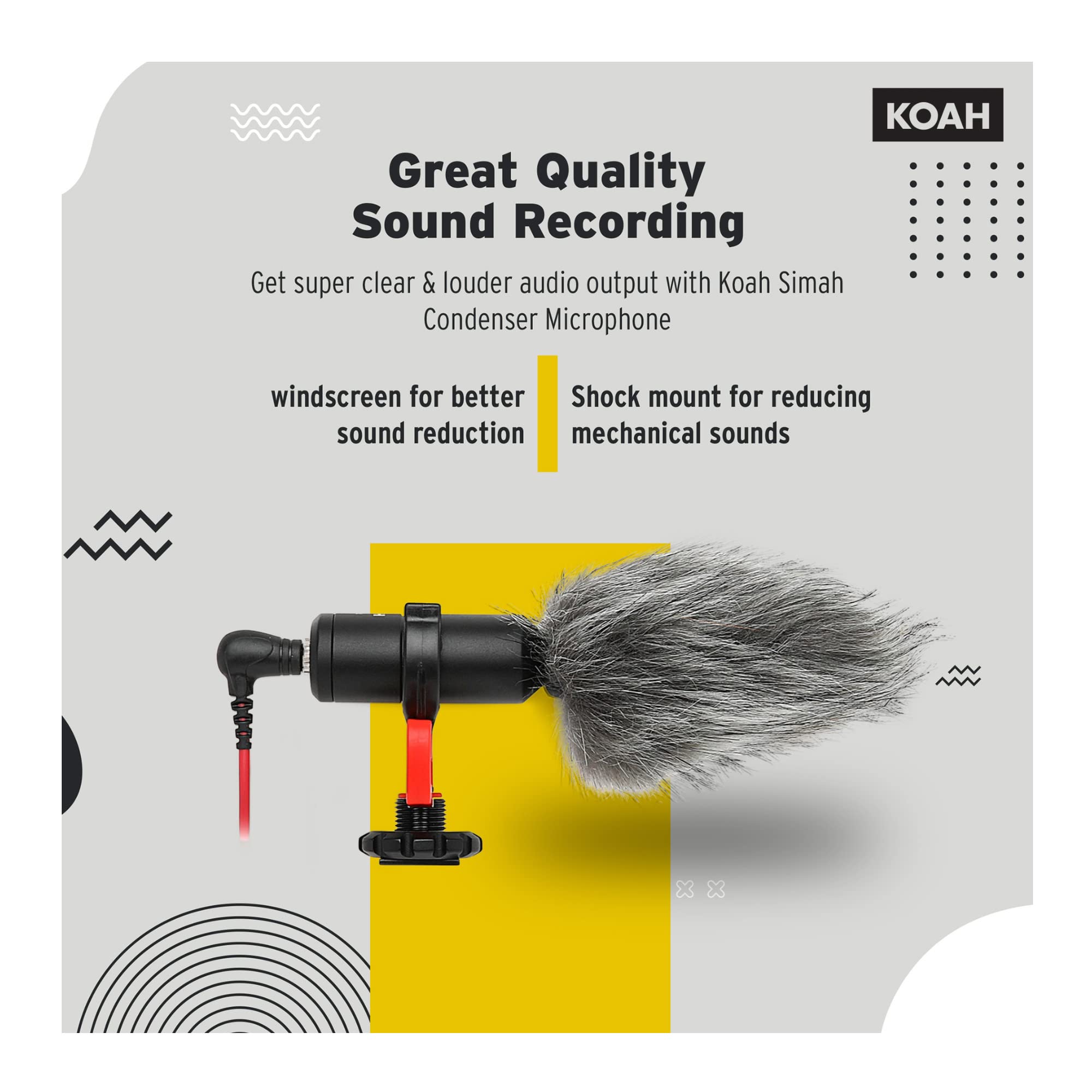 Koah Simah Condenser Microphone For Digital Cameras Tripod Bundle With Kanguru 12-Inch Flexible Waterproof Bluetooth Remote Tripod Vlogging (2 Items)