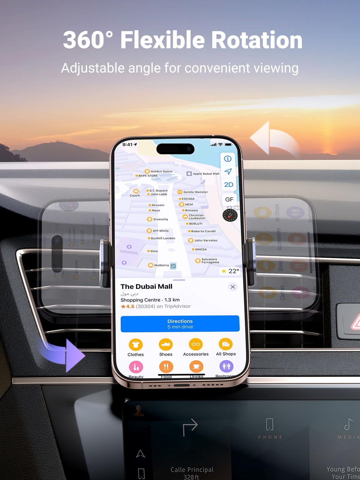 Ugreen Car Vent Phone Mount Air Vent Clip Phone Holder Car Mount Mini Size Compatible With Iphone 16 15 14 13 12 Pro Max Mini Plus, Iphone 11 Se Xs Xr 8 7 6 6S Smartphone