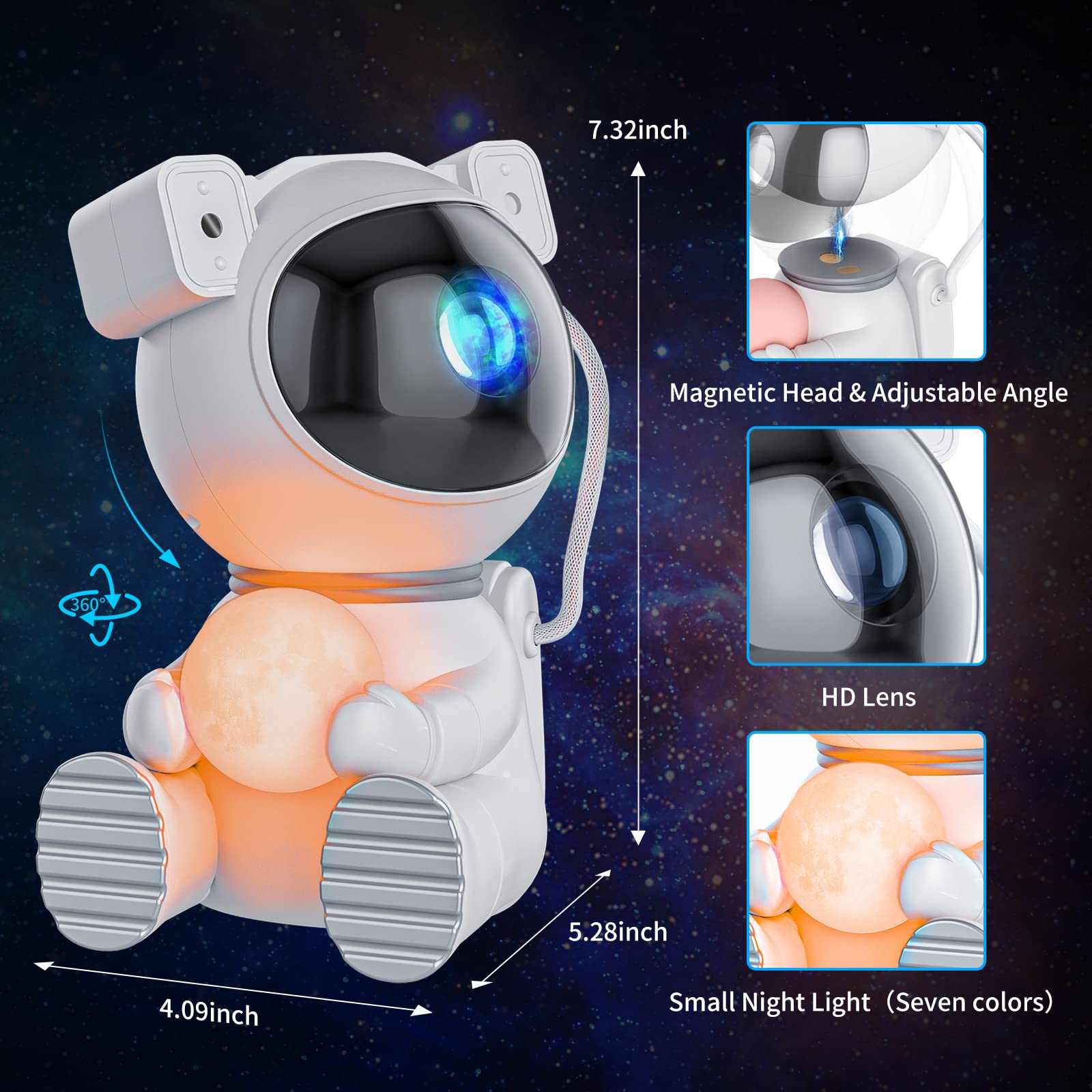 Cayclay Astronaut Galaxy Projector, Star Projector With Timer And Remote, Night Light With Moon Lamp, Led Nebula Lamp For Kids Adults, Room Decor  (White)