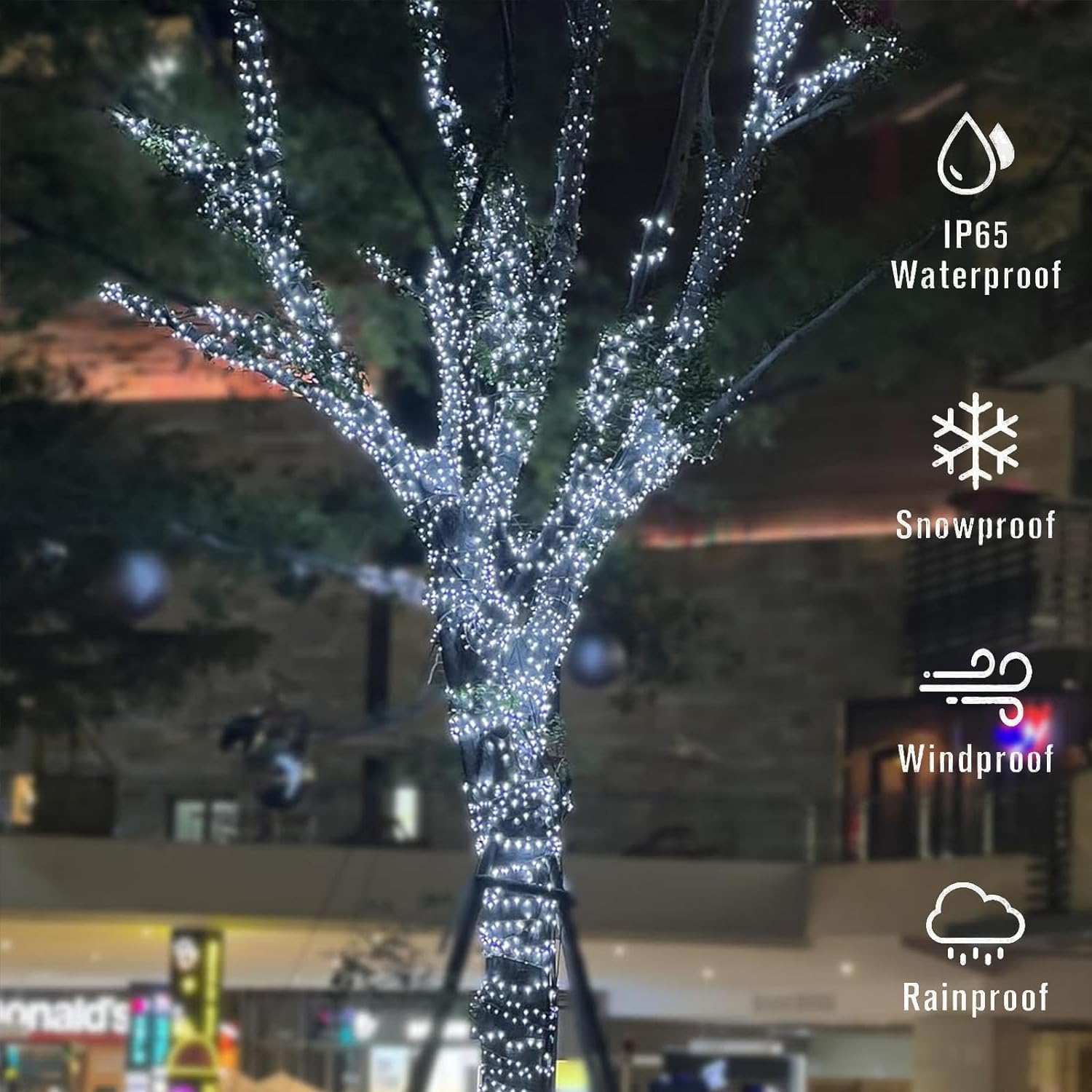 Merrimax M Solar Christmas Lights Outdoor - 65Ft/20M 200 Led Solar Powered String Lights, Usb Charging, Remote, 8 Modes Waterproof Lights For Garden, Yard, Tree Decor - Cool White