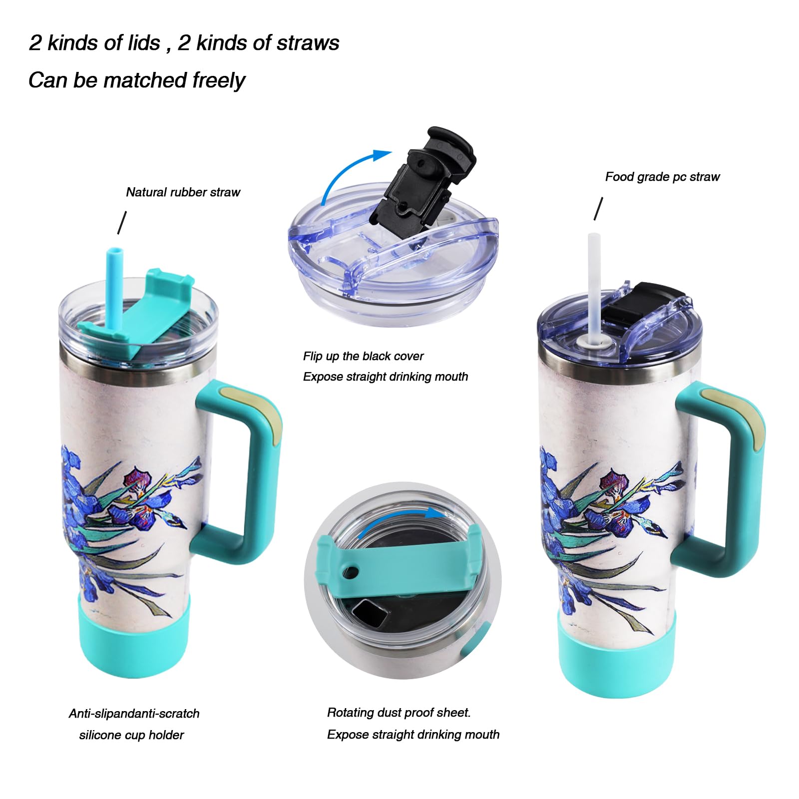 Jormungand 40 Oz Tumbler With Handle And Straw Stainless Steel Vacuum Insulated Water Bottle