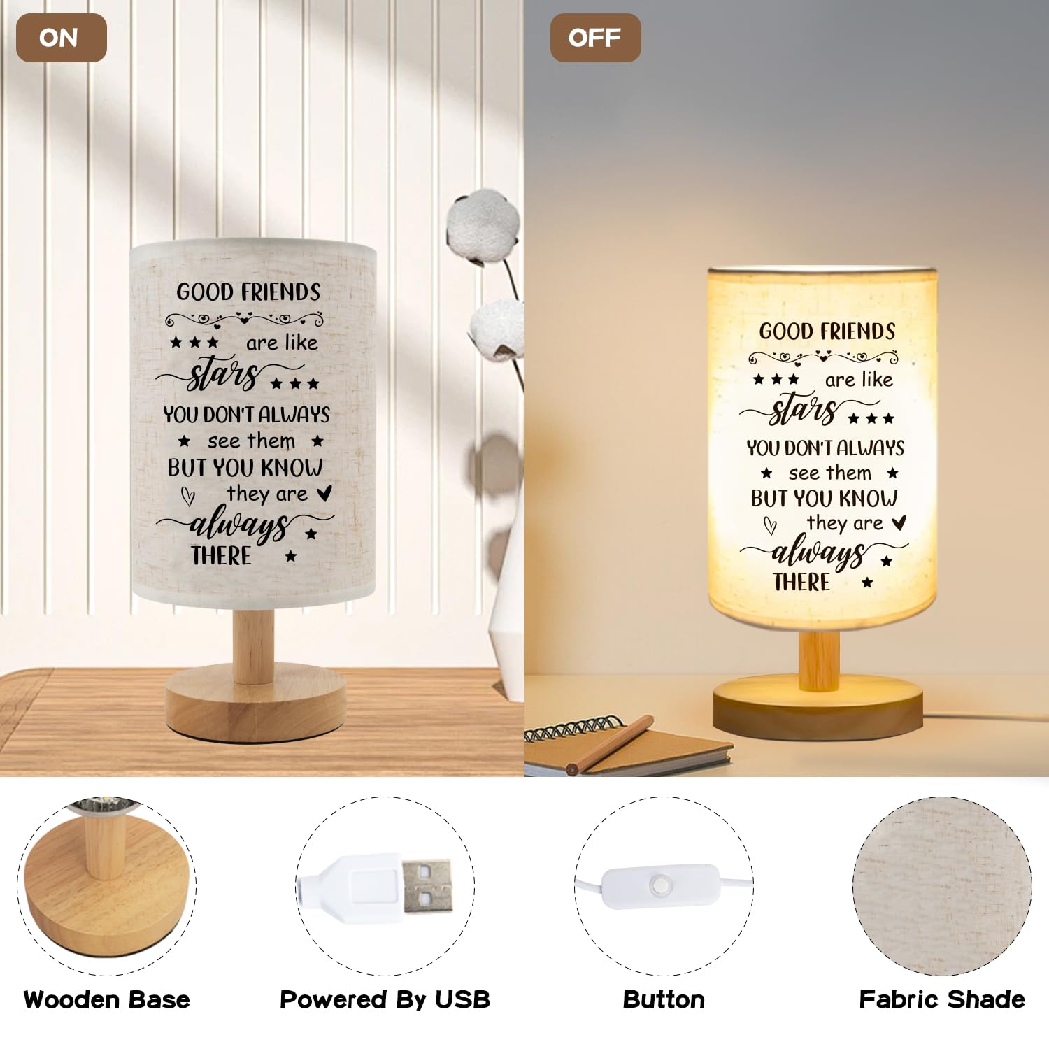 Fenreen My Bestie Friendship For Women Sister Christmas Birthday Sisters Linen Fabric Table Lamp Birthday For Bestie Best Friend Christmas Birthday For Sister
