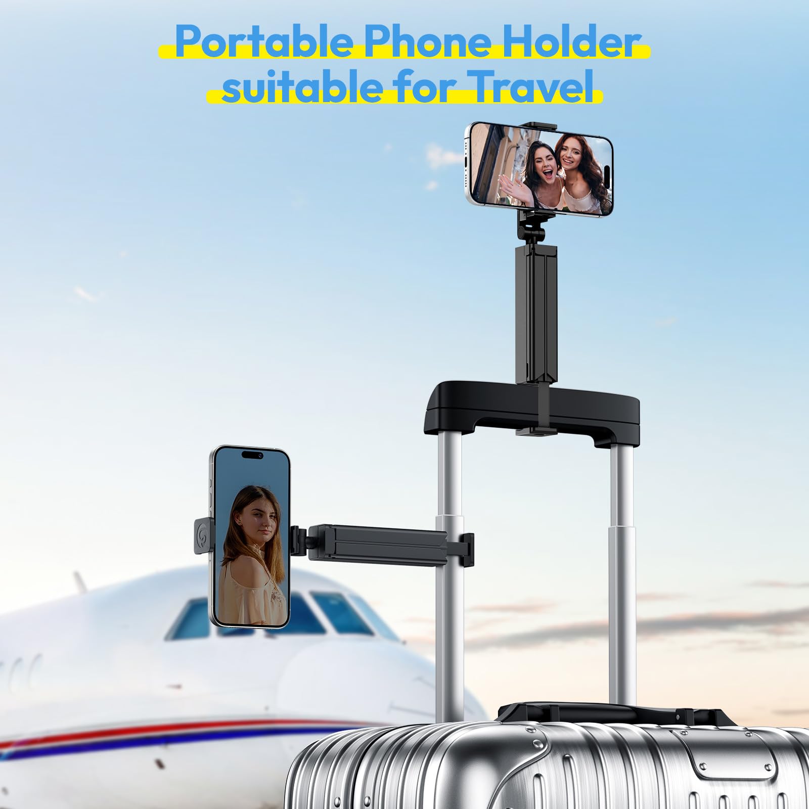 Ulanzi Sk-20 Adjustable Cellphone Stand For Desk, 360° Rotation Foldable Aluminum Phone Holder Stand, Anti-Slip Base Portable Universal Smartphone Tripod Compatible With Iphone/Android Travel Bedside