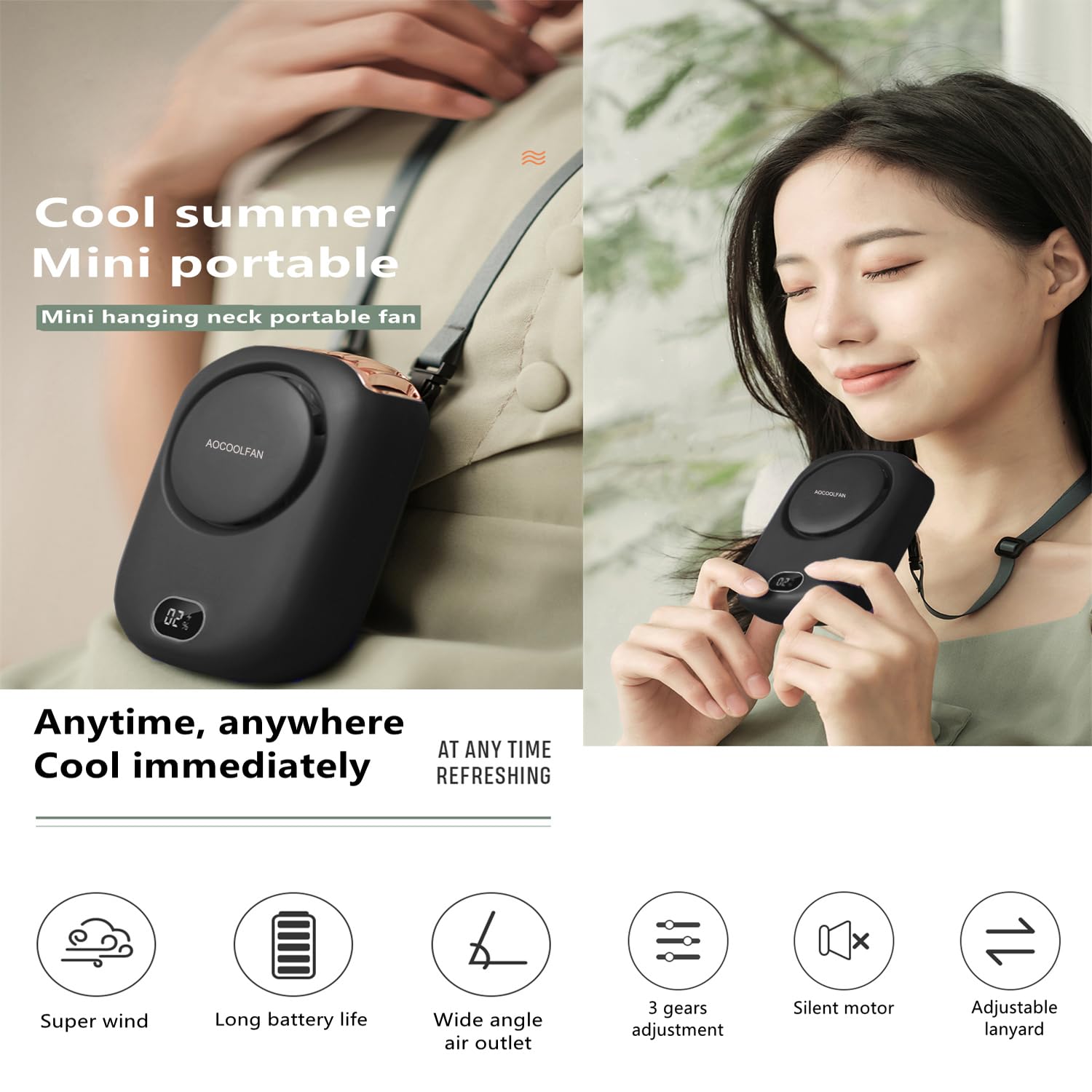 Portable Neck Fan, Mini Small Personal Handheld Fan Usb Rechargeable 3 Speed For Girls Boys Woman