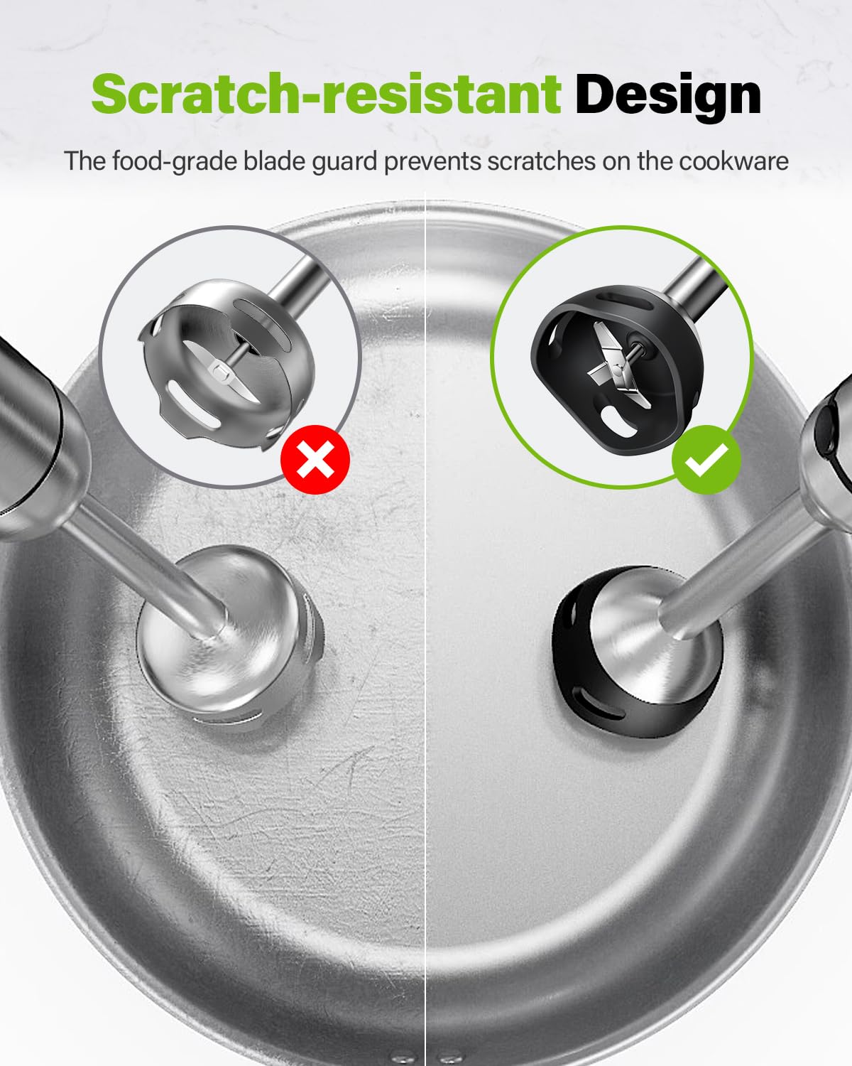 Gdor 6-In-1 Immersion Blender, 1000W Stainless Steel Scratch Resistant Immersion Blender Handheld With 20 Speeds, Hand Blender With Whisk, Chopper, Beaker, Egg Beaters And Dough Hooks, Black