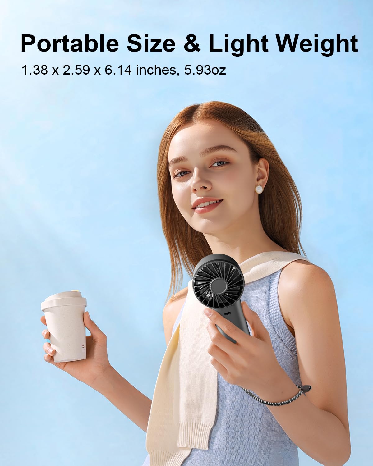 Portable Handheld Fan,100-Speed Adjustable Personal Rechargeable Fan With Led Display, Lanyard, Mini