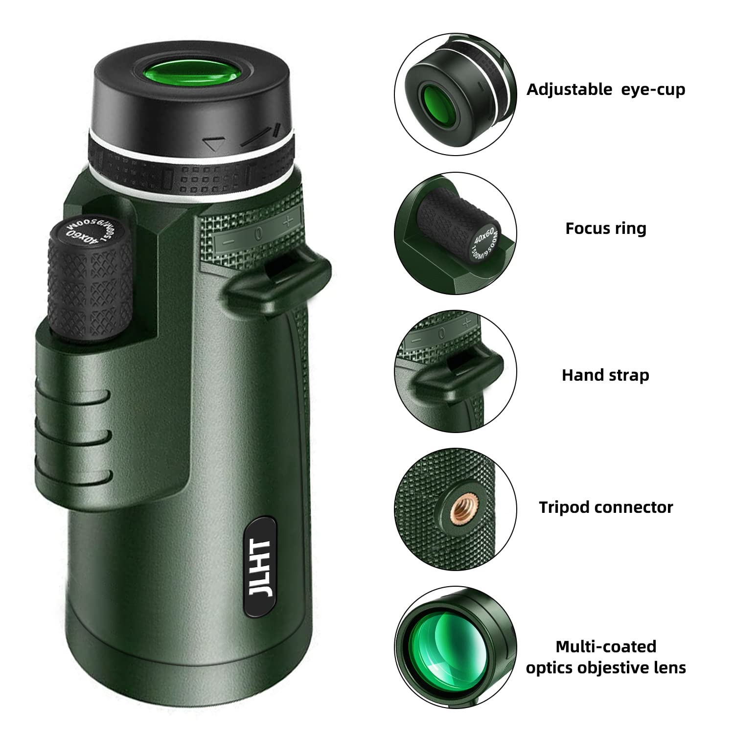 Chicy 40X60 High Power Monocular With Smartphone Adapter, Tripod, Bag - Bak4 Prism And Fmc Lens For Bird Watching, Hunting, Hiking, Camping