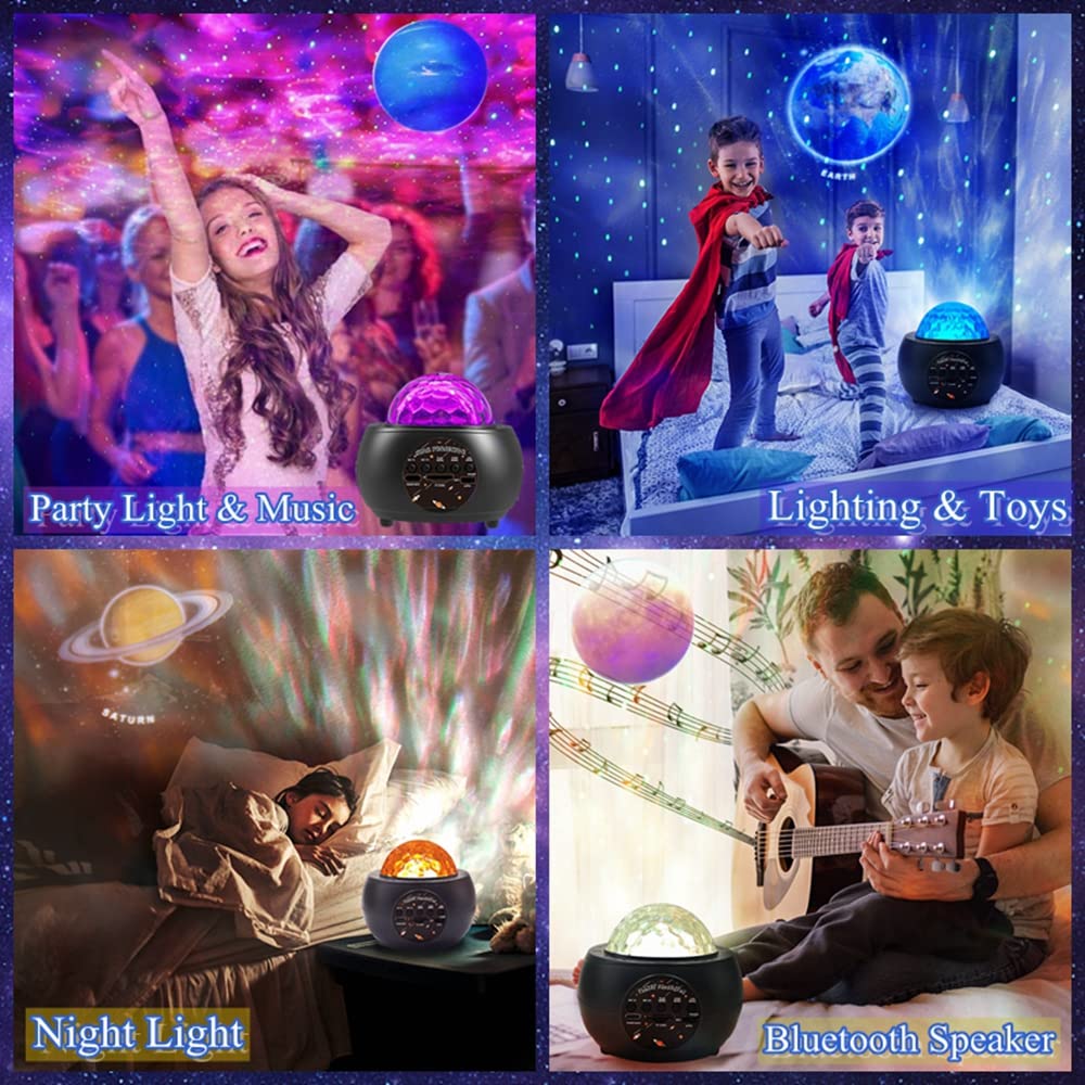 Laysinly Galaxy Planet Projector Night Light, Galaxy Star Light, Music Bluetooth Speaker, Astronomy Multicolor Bedroom Light, Children Adult Present (Planet)