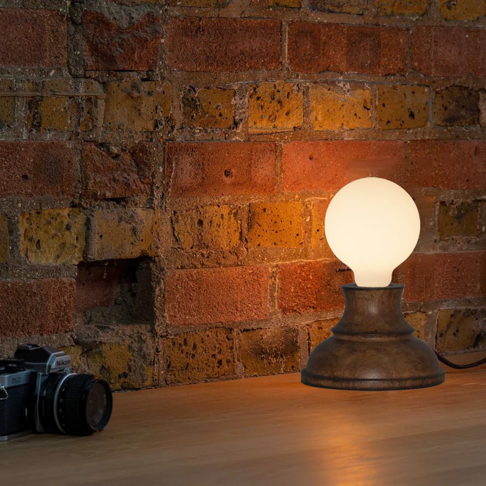 Luxon Beside Table Lamp, Dimmalbe Small Table Lamp,Vintage Minimalist Solid Wood Night Stand Light,Desk Light For Living Room, Dorm, Home Office,Bedroom (8W Led Bulb Included)