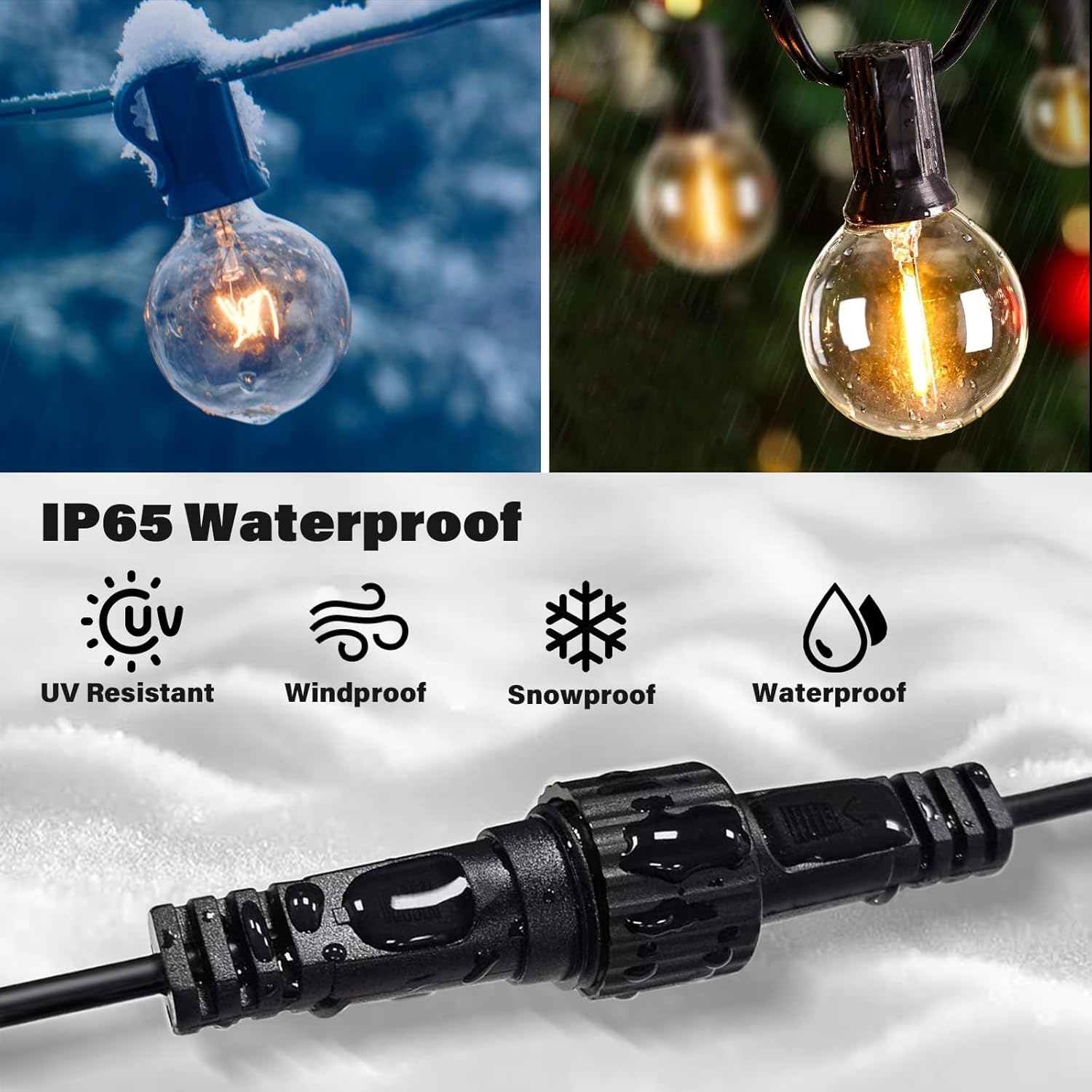 Ffzzkj 2Pin Extension Cable For G40 Globe String Lights Ip68 Waterproof Extension Lead 24Awg Extension Cord For Outdoor Solar String Lights, Indoor String Lights, 6.6Ft(2M)