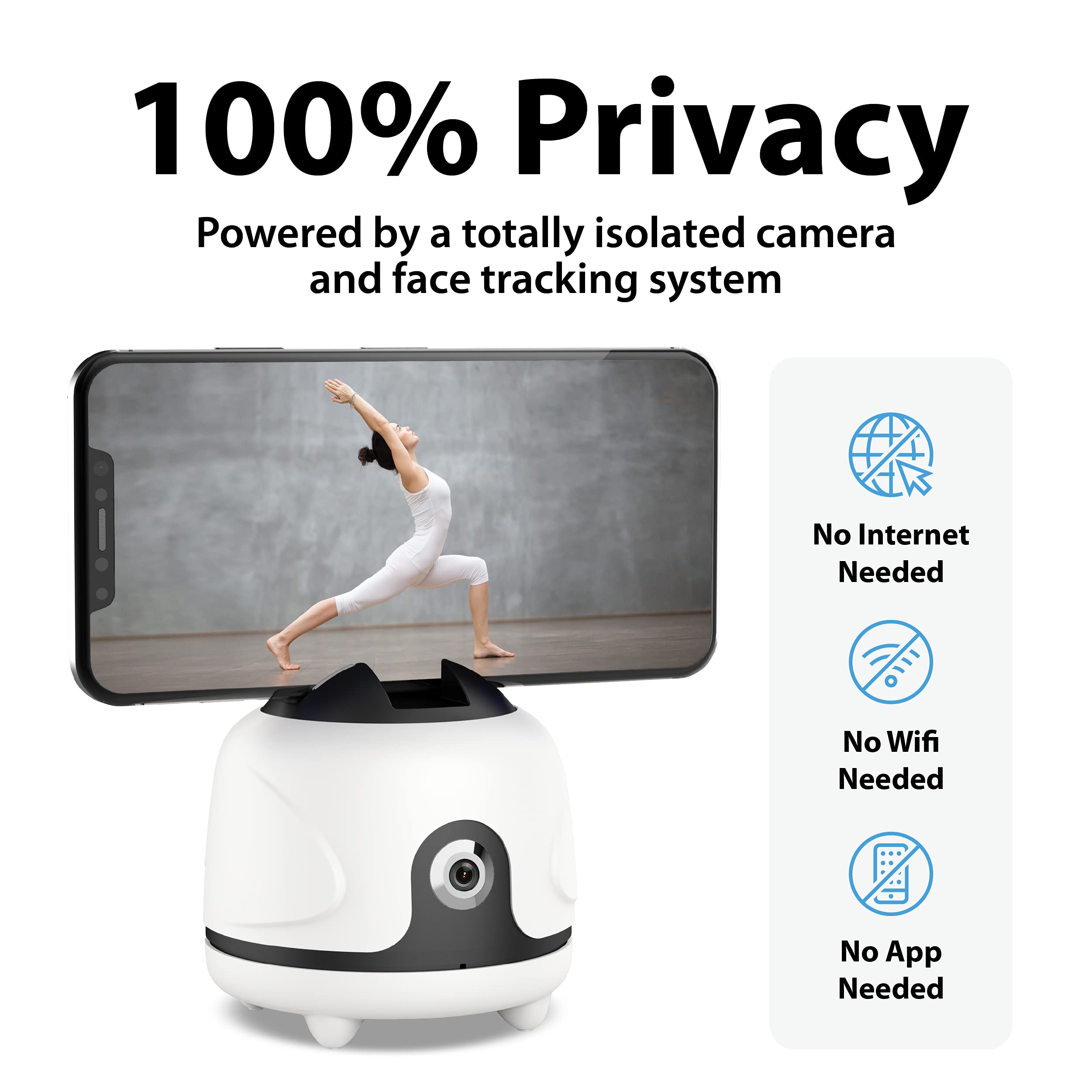 Jarvisen Tripod Auto Face Tracking Tripod, Phone Stabilizer No App Required, 360° Rotation Face Body Tripod Camera Mount Smart Shooting Phone Tracking Holder For Live Vlog Streaming Video