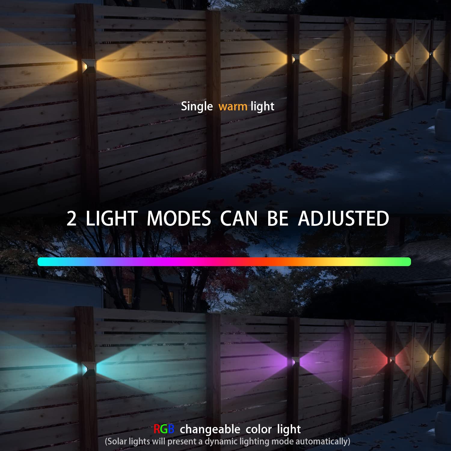 Auraxy s Led Solar Fence Light, Ip68 Waterproof Warm White And Color Glow With Remote Control Deck Light, Solar Outdoor Decoration Lights For Wall, Step, Yard, Garden, Christmas, Party(4 Pack)