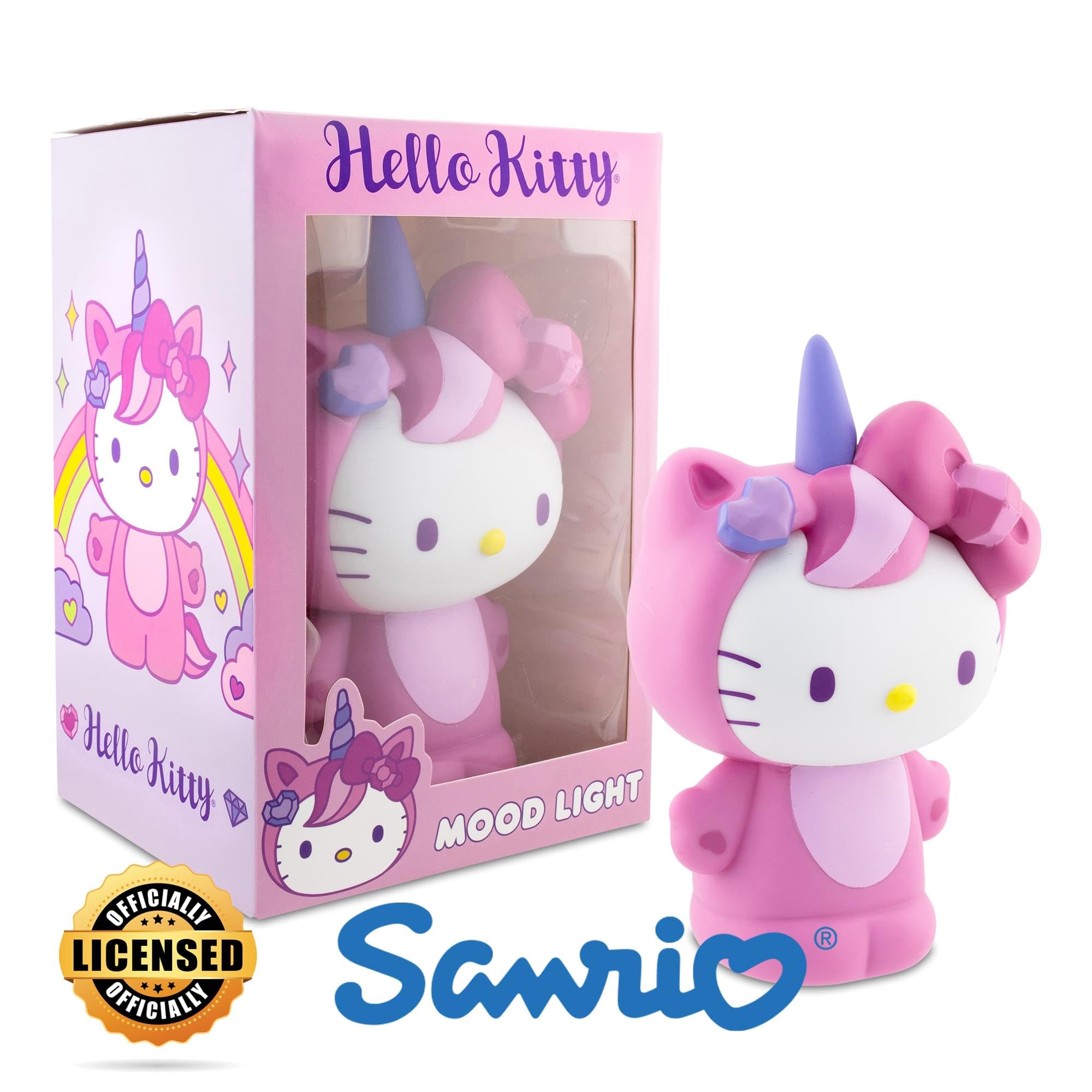 Surreal Entertainment Sanrio Hello Kitty Unicorn 6-Inch Pvc Figural Mood Light | Portable Night Light Lamp For Bedroom