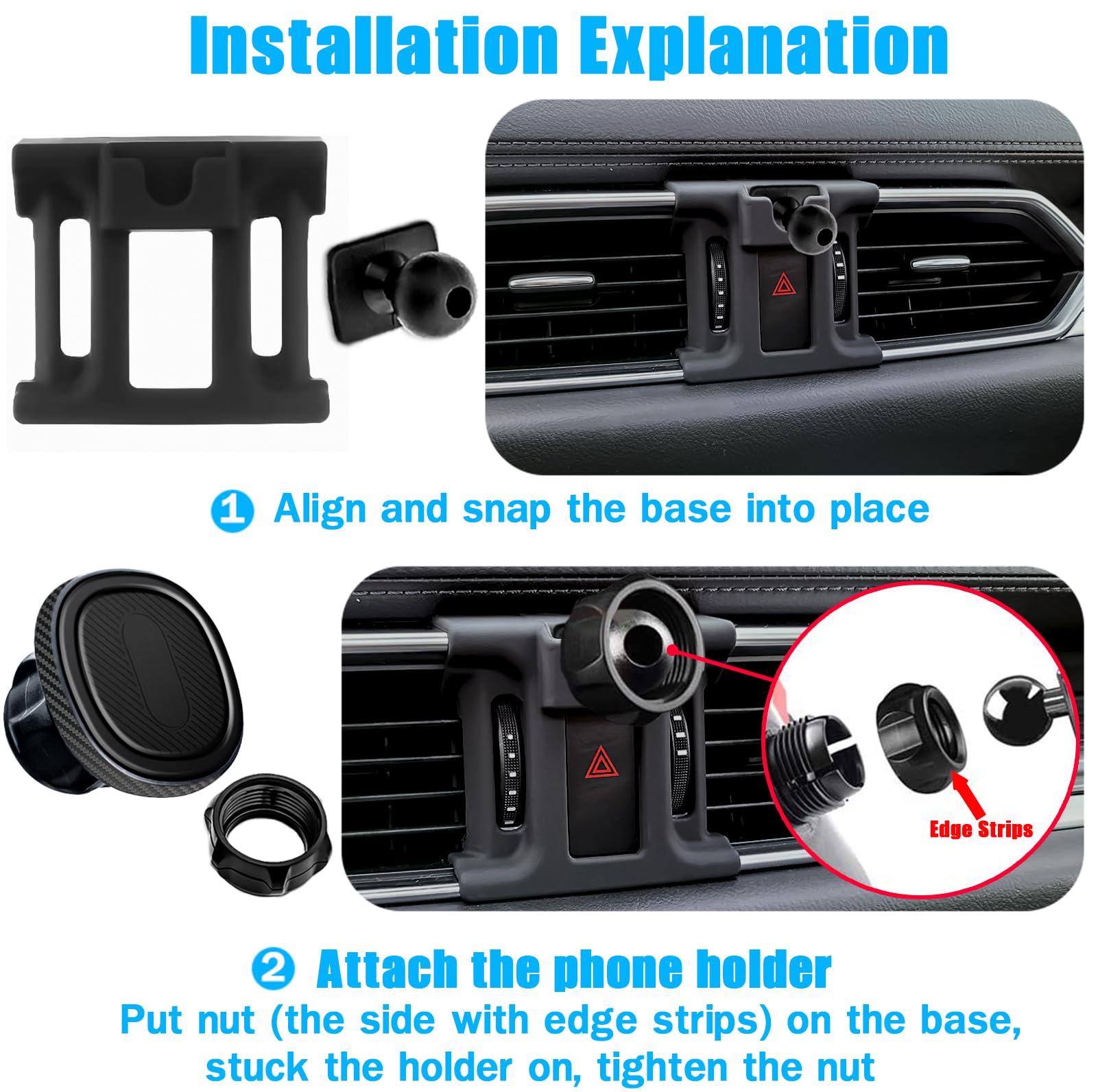 Mengfly Car Phone Holder, Car Air Vent Phone Stand Mount, For Mazda Cx-5     2020 2019 2018 2017, Auto Dashboard Magnetic Navigation Bracket, For Iphone, Samsung And All Smartphone