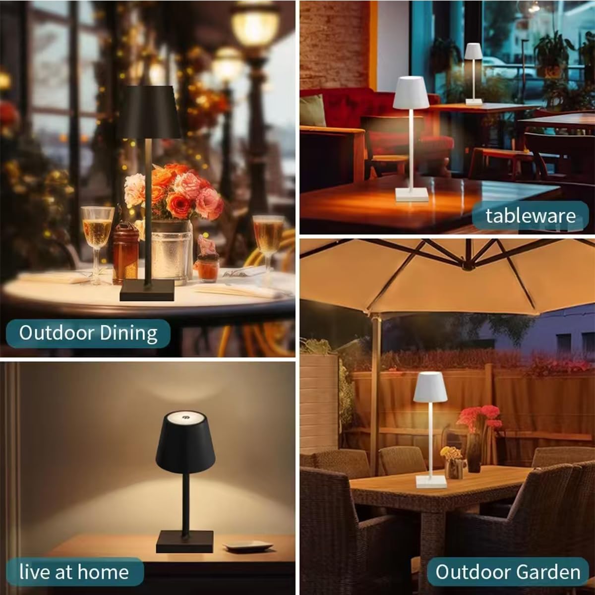 Octoraewo Black Cordless Table Lamps,Portable Led Touch Led Table Lights For Students And Adult,Usb Rechargeable Desk Lamp,Eye Caring,Stepless Dimming,Breastfeeding (Night03)