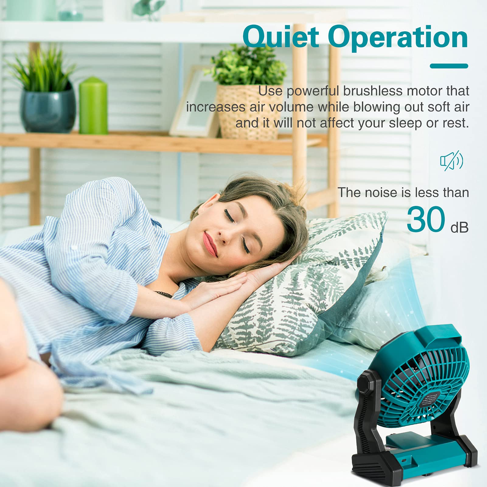 Conbola Portable Battery Operated Fan With Led Lantern, 10400Mah Outdoor Small Rechargeable
