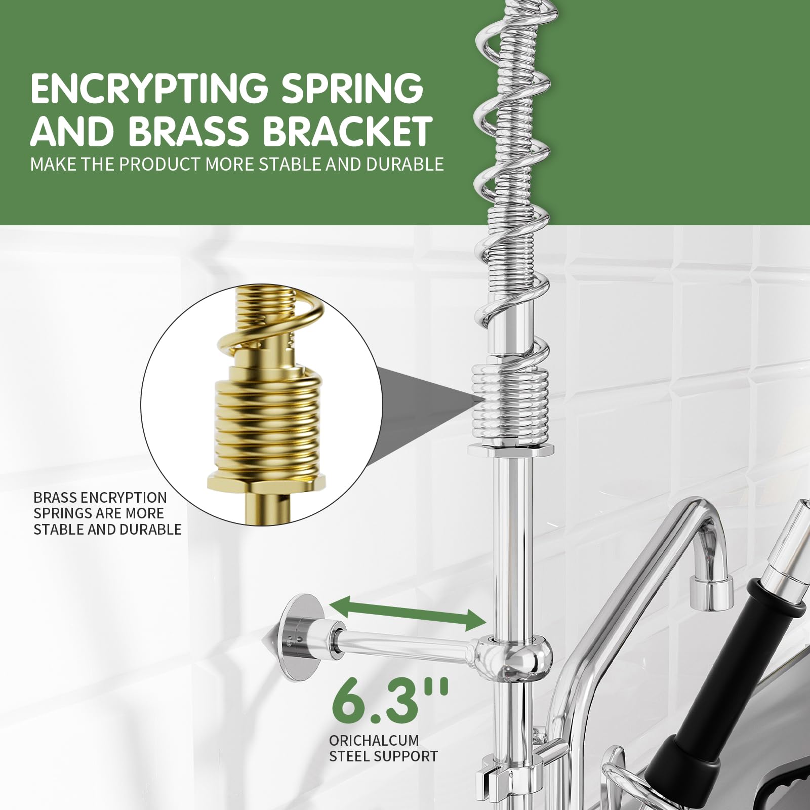 Tolsuny Commercial Sink Faucet,Commercial Kitchen Faucet Wall Mount With Pre Rinse Sprayer,Wall Mounted Kitchen Sink Faucet For Industrial And Restaurant Sinks. (Classic, 36)