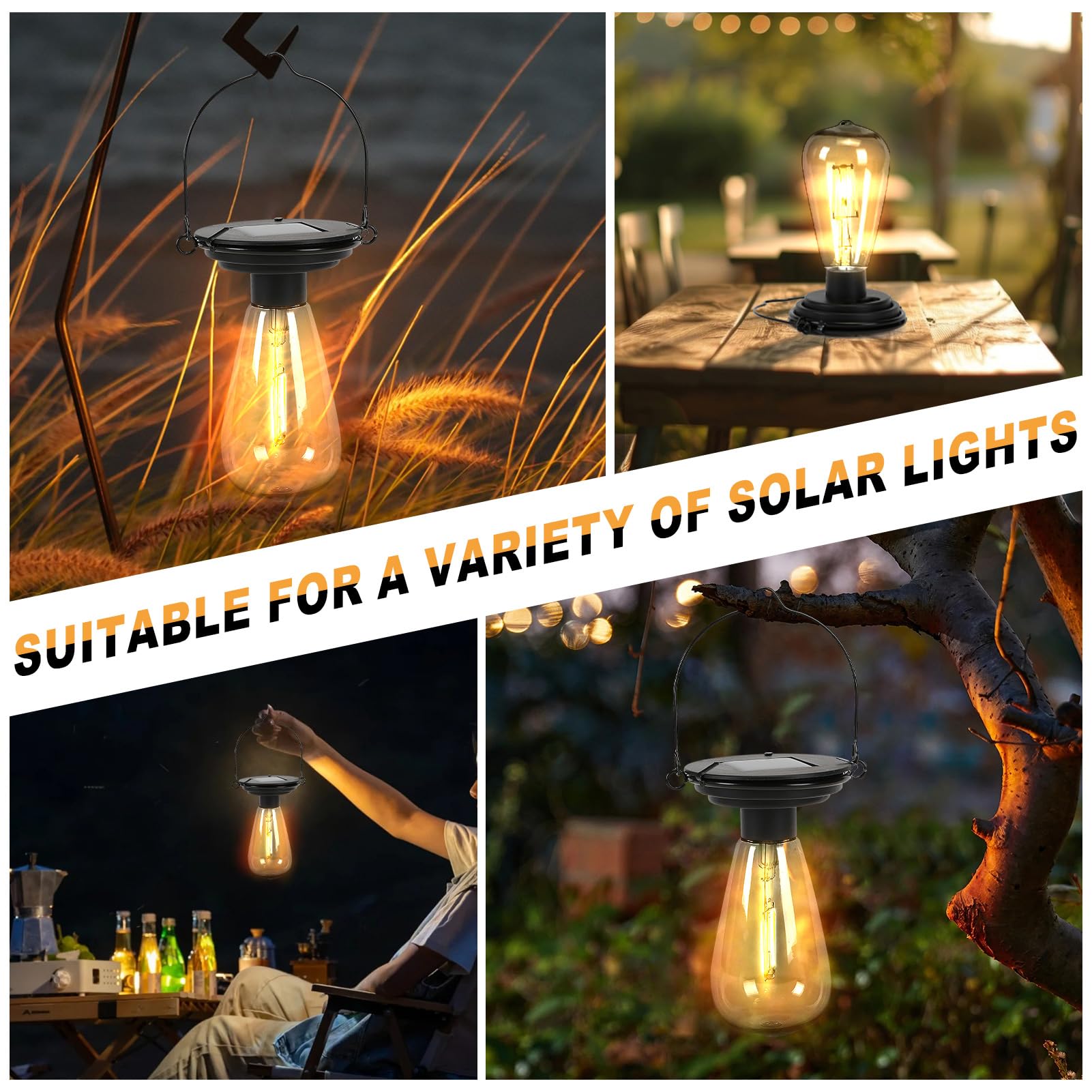Jkimk Replacement Solar Light Tops-Solar Light Bulbs For Outside-Solar Lanterns Outdoor Waterproof 1 Pack,One Thing, Three Uses, Multifunctional Size Conversion Or Personalized Hanging