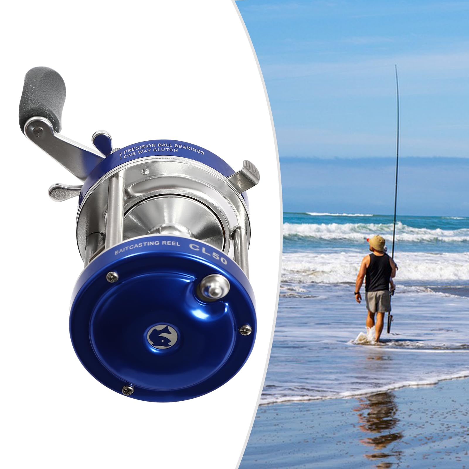 Unndysrt Round Baitcasting Fishing Reel - Conventional Reel For Catfish And Other Freshwater & Saltwater Fishing - Durable Design For Anglers