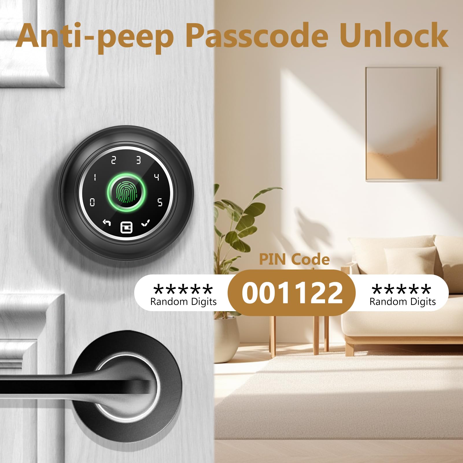Geektale 4-In-1 Keyless Entry Door Lock, Fingerprint Door Lock With Keypad, Biometric Smart Lock Deadbolt For Front Door, App Control