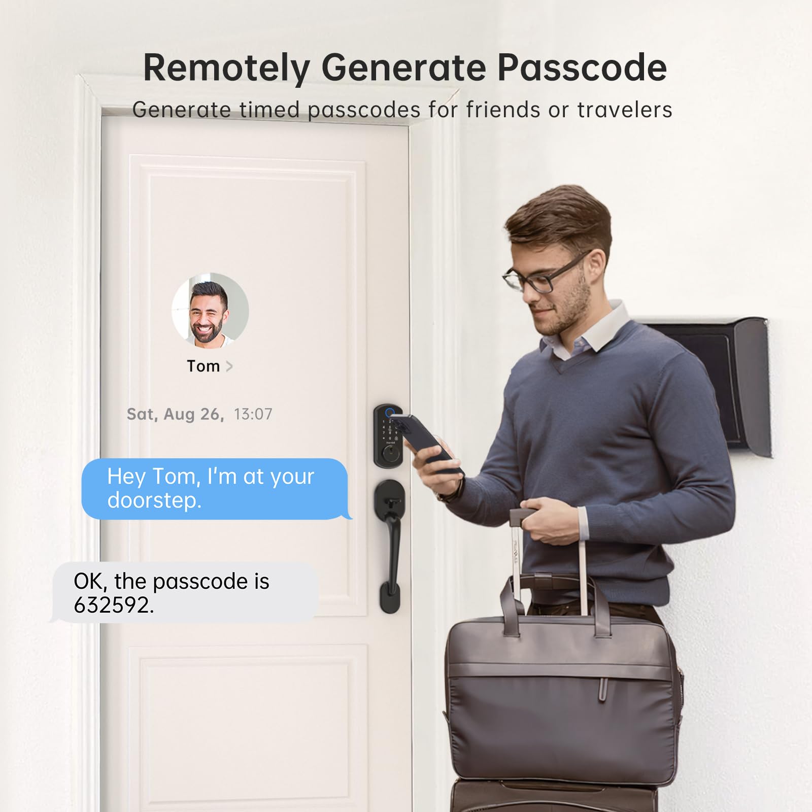 Hornbill Smart Wifi Front Door Lock: Keyless Entry Fingerprint Deadbolt - Alexa Bluetooth Electronic Keypad Door Locks For House Apartment Auto Lock App Remote Control Black