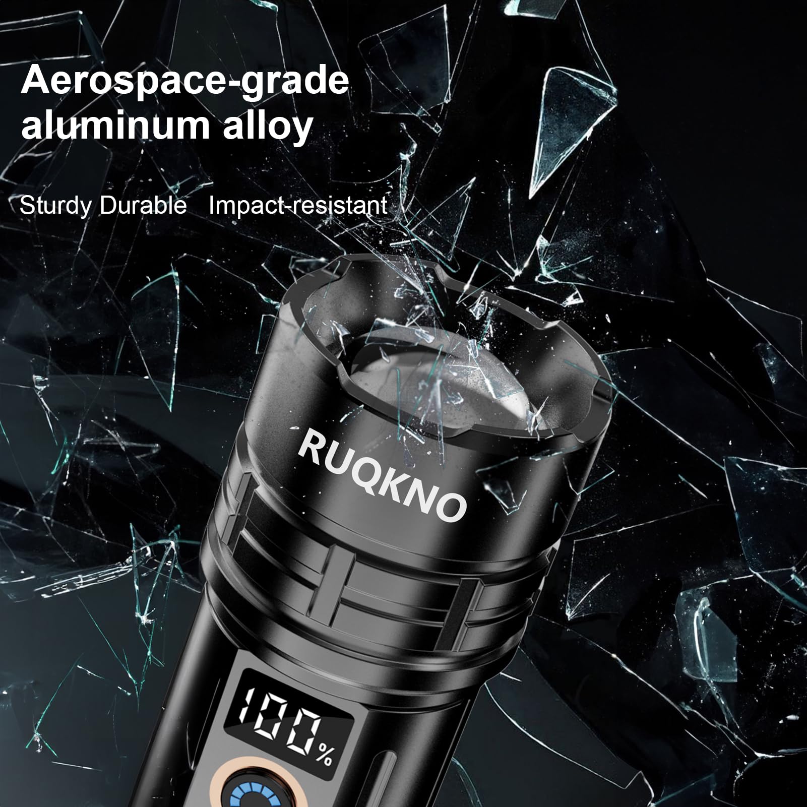 Ruqkno Rechargeable Flashlights High Lumens With Led Super Bright Waterproof Flashlight ，Utility Flashlight For Home Outdoor Camping Emergency