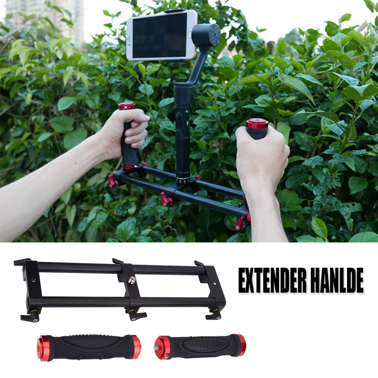 Agatige Camera Dual Grip Extender Handle Gimbal Stabilizer Rig Accessory With 1/4' Inch Screws And 3/8" Screws, With Most Stabilizers And Cameras