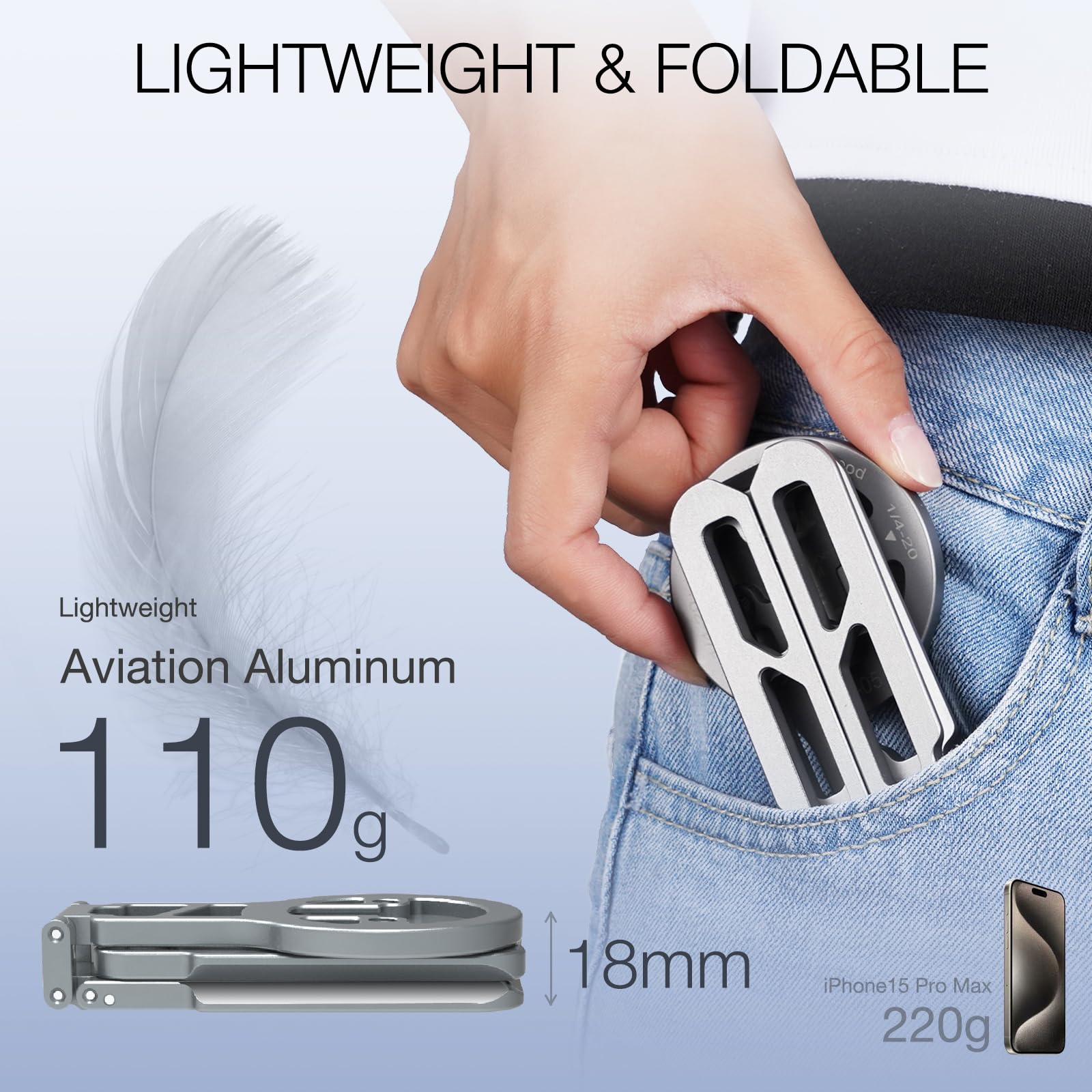 Camolo Geek Magnetic Pocket Phone Tripod Foldable Compatible With Magsafe For Iphone 15/14/13/12 Plus Pro Max Series, Mini Cell Phone Tripod Mount Handle Smartphone Desk Stand Travel All In One