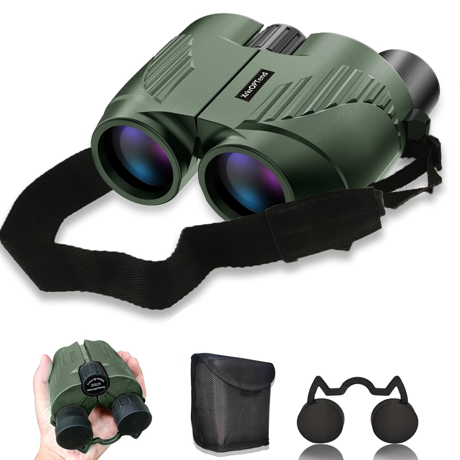Xrkroptend 20X25 Compact Binoculars With Strap For Kids And Adults, Sharp Clear, Mini Low Weight Binoculars For Bird Watching,Hiking Outdoor, Cruise Ship,Concert