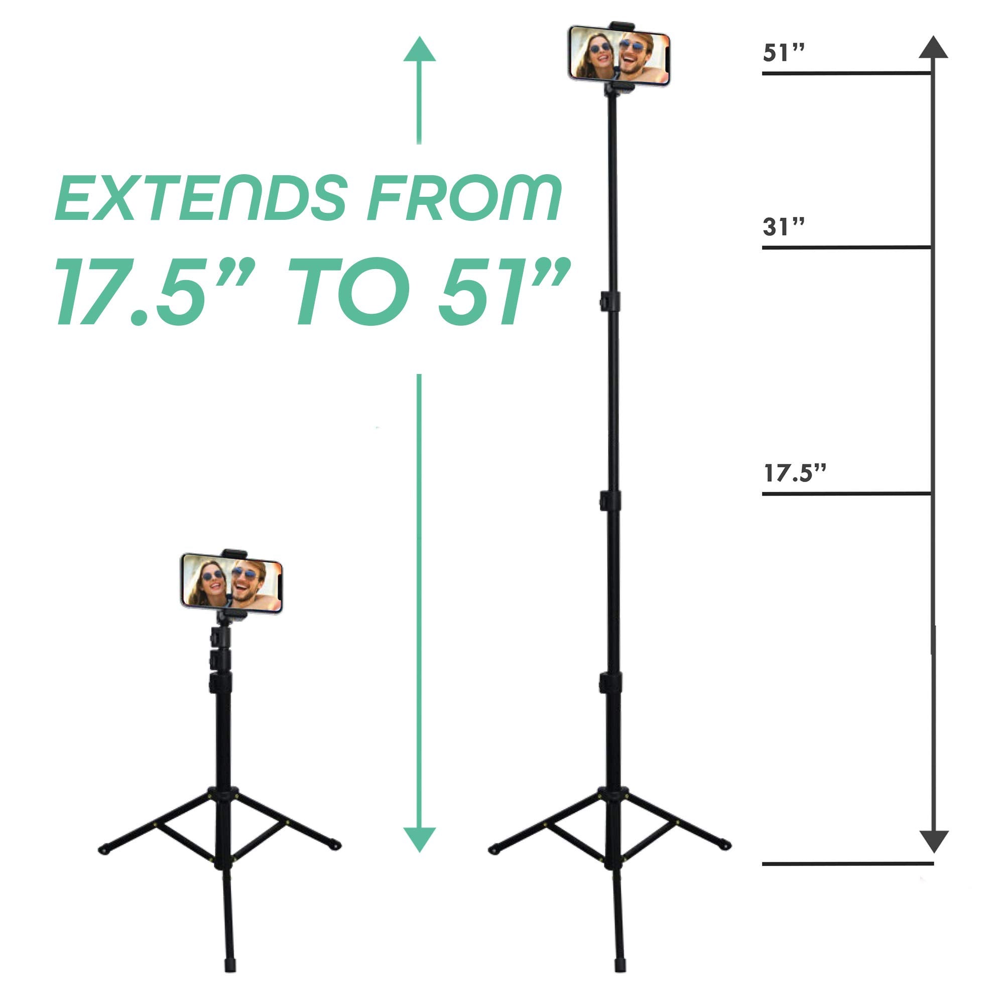 Aduro U-Stream Selfie Stick Tripod 51" Extendable Cell Phone Tripod With Wireless Remote Phone Stand For Iphone & Android Phone