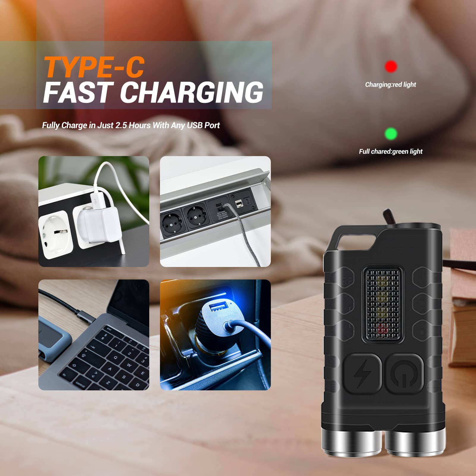 Fzh Edc Small Flashlight Powerful With 365Nm Uv Black Light (2Pc) - Super Bright 900 Lm Usb C Rechargeable Led Mini Keychain Flash Light With Cob Side Light, Magnet -11 Modes, Ipx65 Pocket Torch
