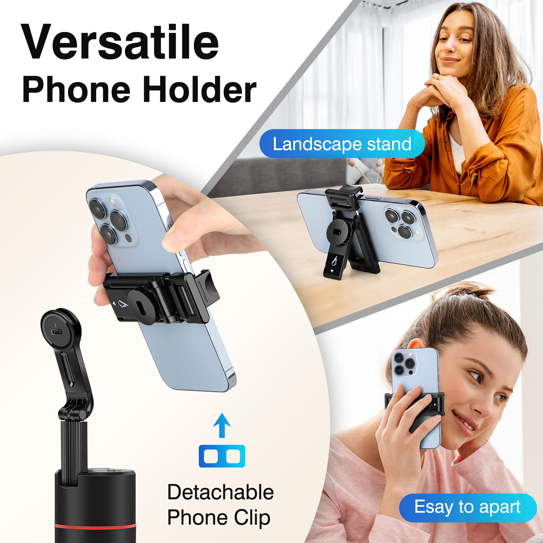 Joilcan Auto Face Tracking Selfie Stick Tripod, 360° Rotation Auto Face Body Tracking Phone Stand With Remote, Rechargeable Smart Gesture Control Phone Holder For Iphone Video Recording Live Tiktok